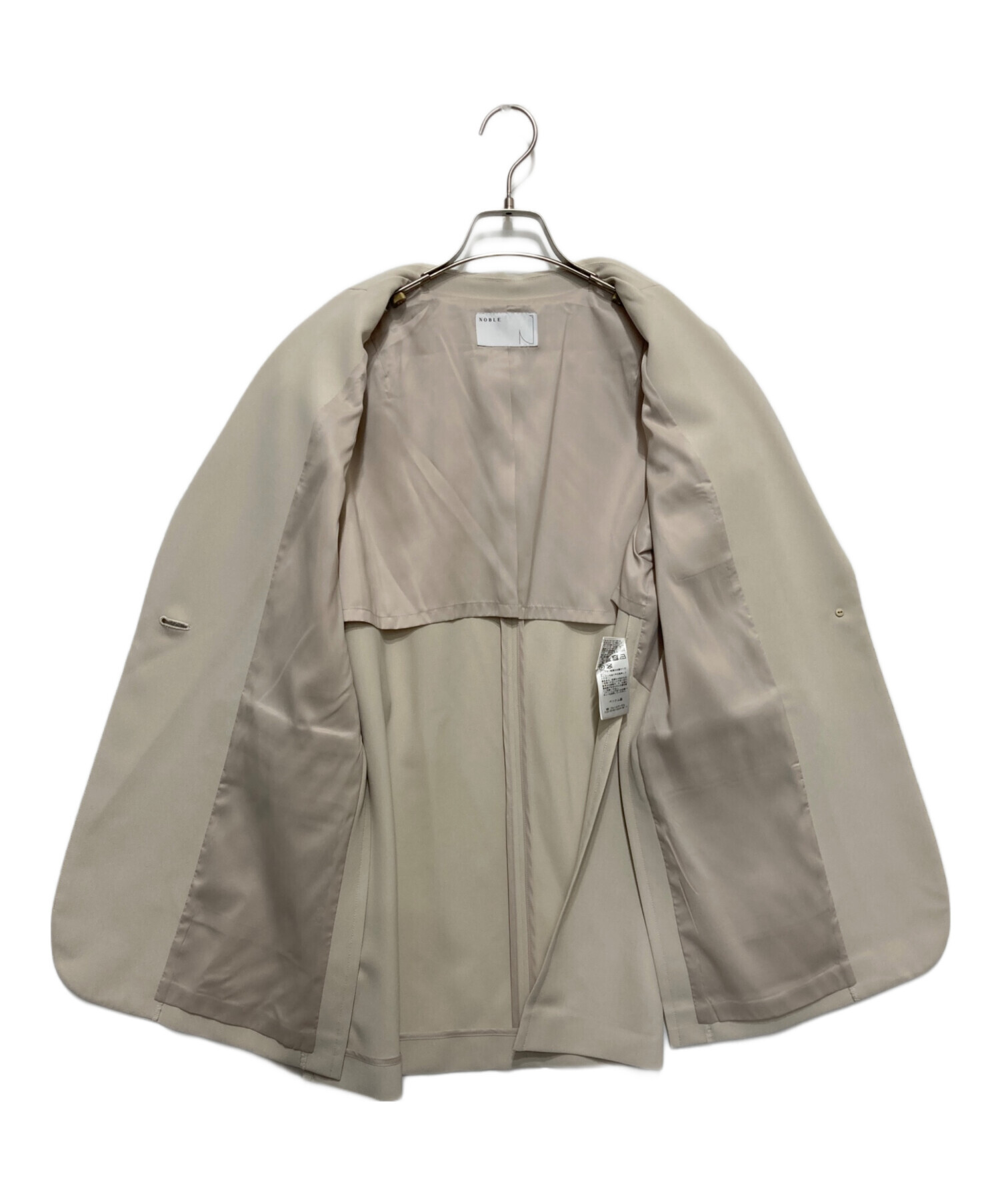 NOBLE エステルソフトカルゼ ロングスリットジャケット ベージュ 38 中古・古着通販】Noble (ノーブル) エステルソフトカルゼロング