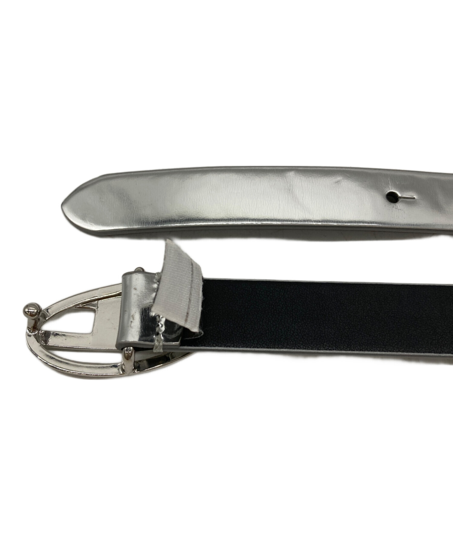 中古・古着通販】DIESEL (ディーゼル) ロゴベルト シルバー サイズ:75
