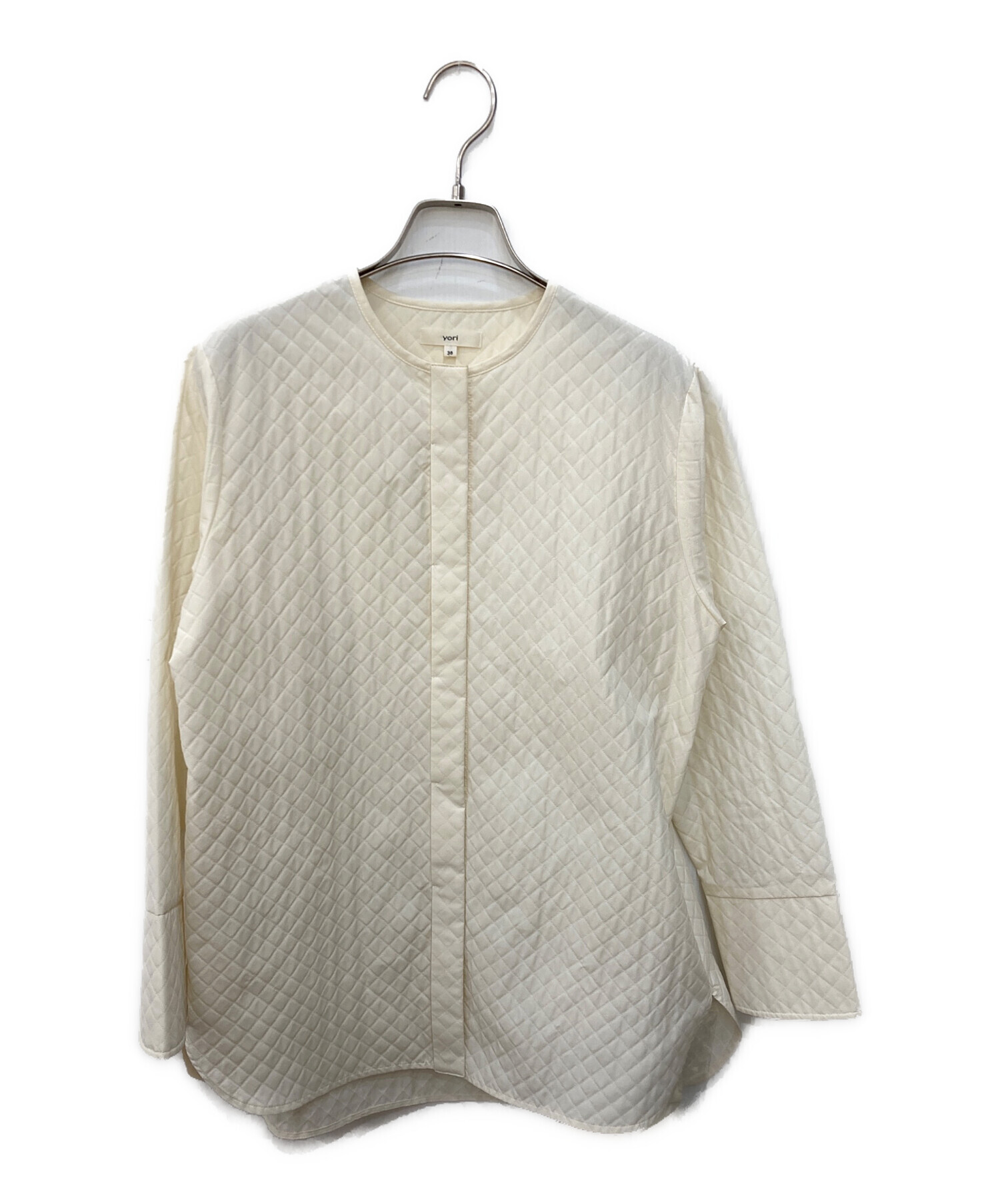 中古・古着通販】YORI (ヨリ) 襟付きキルト柄ジャガードブラウス
