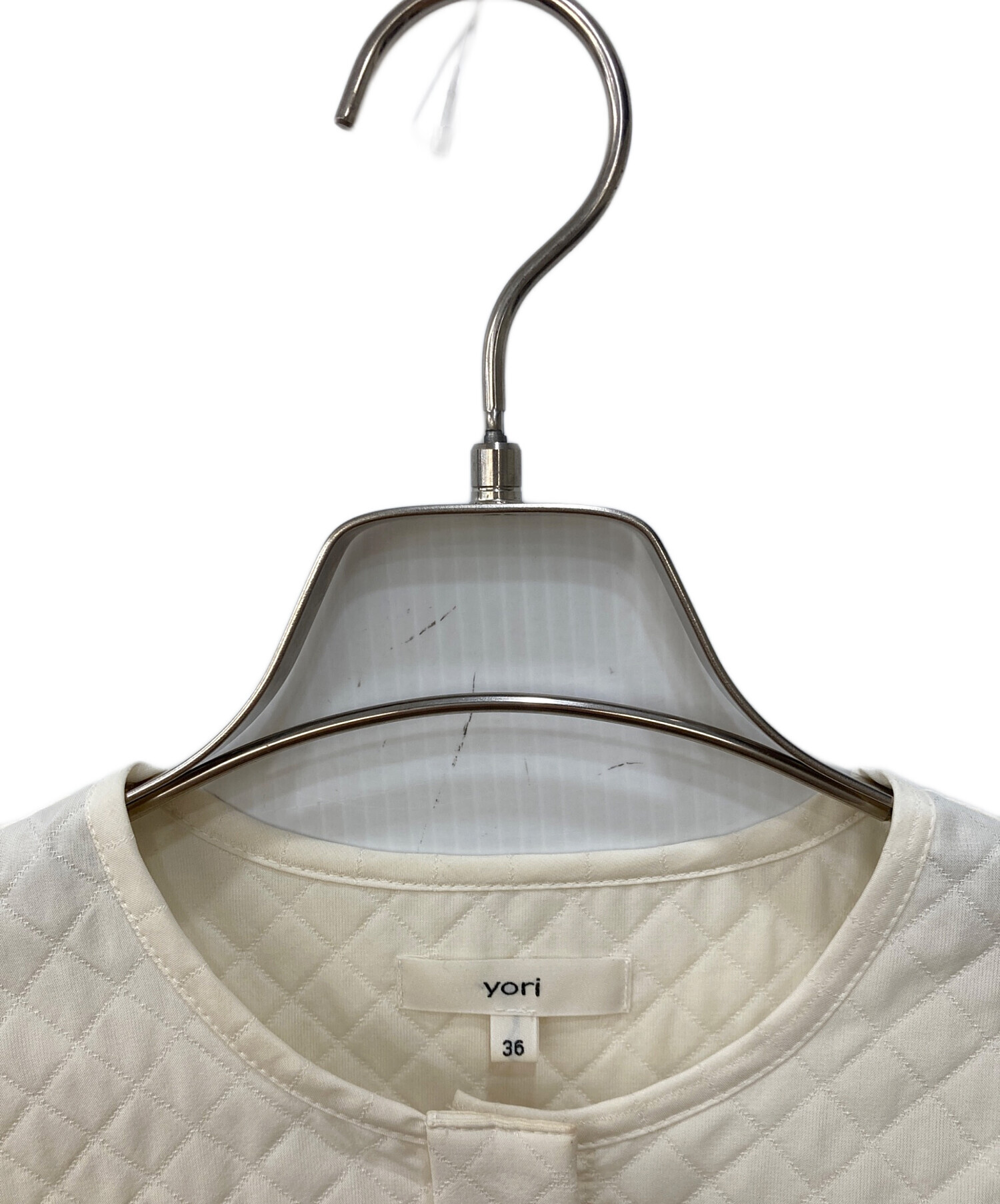 中古・古着通販】YORI (ヨリ) 襟付きキルト柄ジャガードブラウス