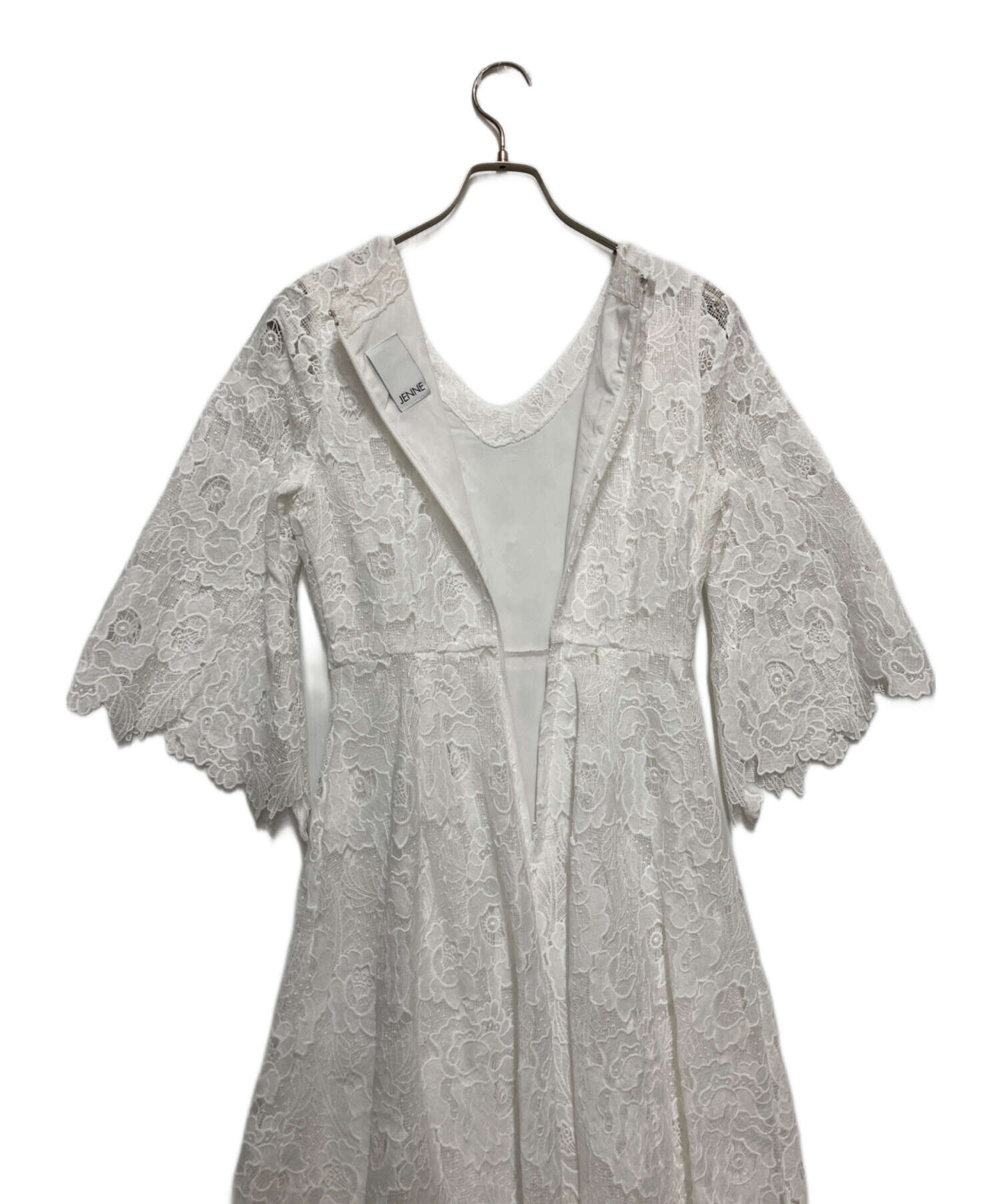 中古・古着通販】JENNE (ジェンヌ) 総レース8分フレア袖ワンピース