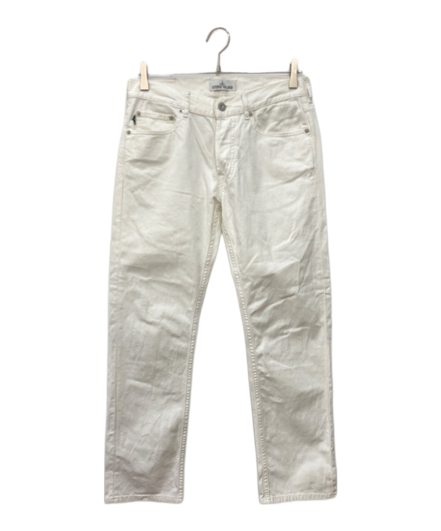 STONE  ストーンアイランド ホワイト デニムパンツ 31 中古・古着通販】STONE ISLAND (ストーンアイランド) ワッペンスリム