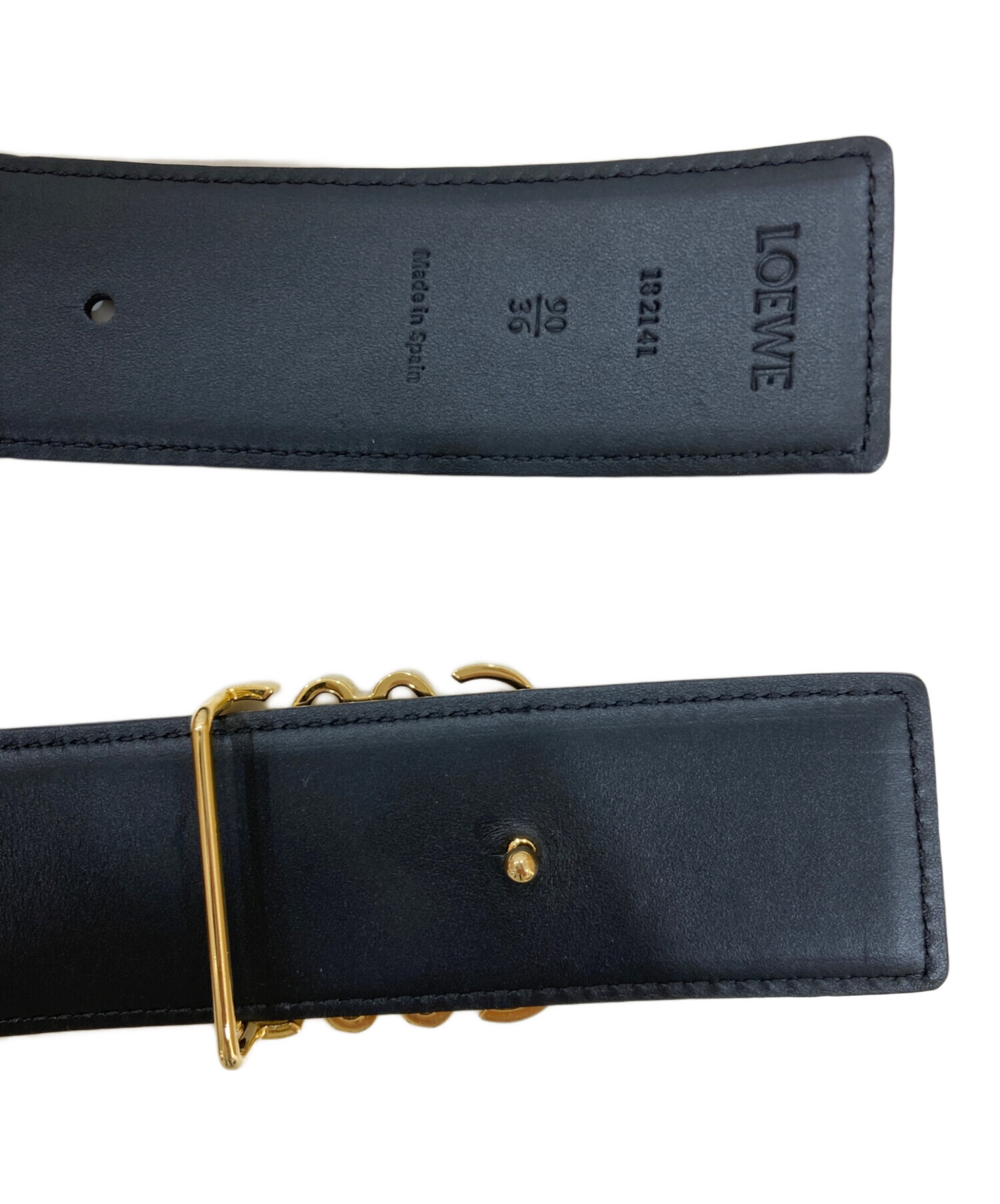 LOEWE レザーベルト90s 中古・古着通販】LOEWE (ロエベ) Reversible Repeat belt in silk