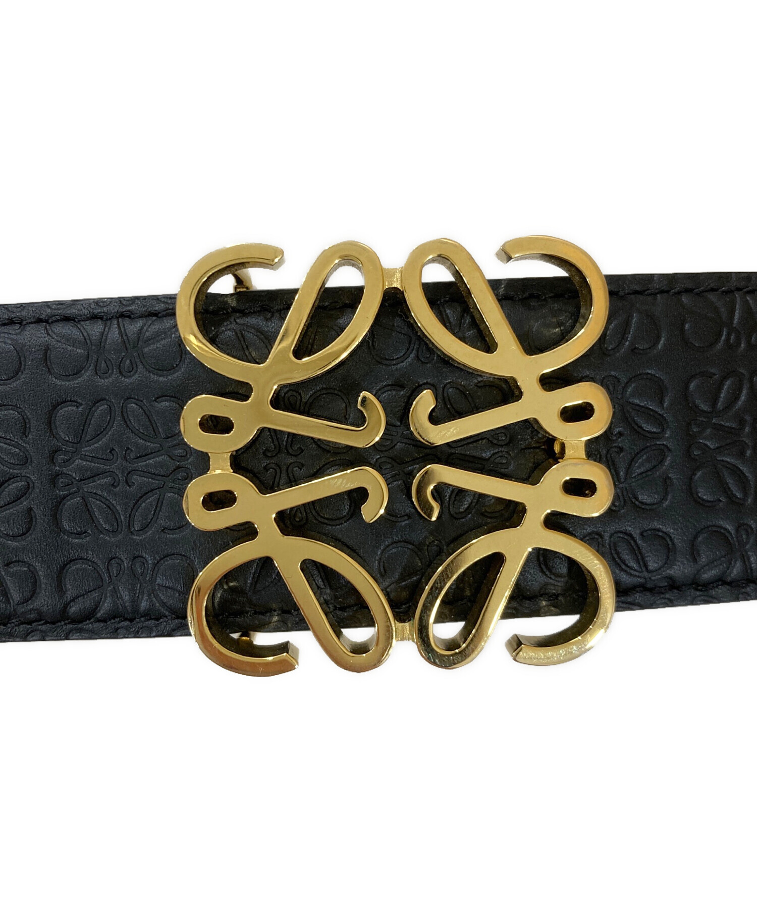 LOEWE ブラック レザー レディース ベルト 8855 中古・古着通販】LOEWE (ロエベ) Reversible Repeat belt in silk