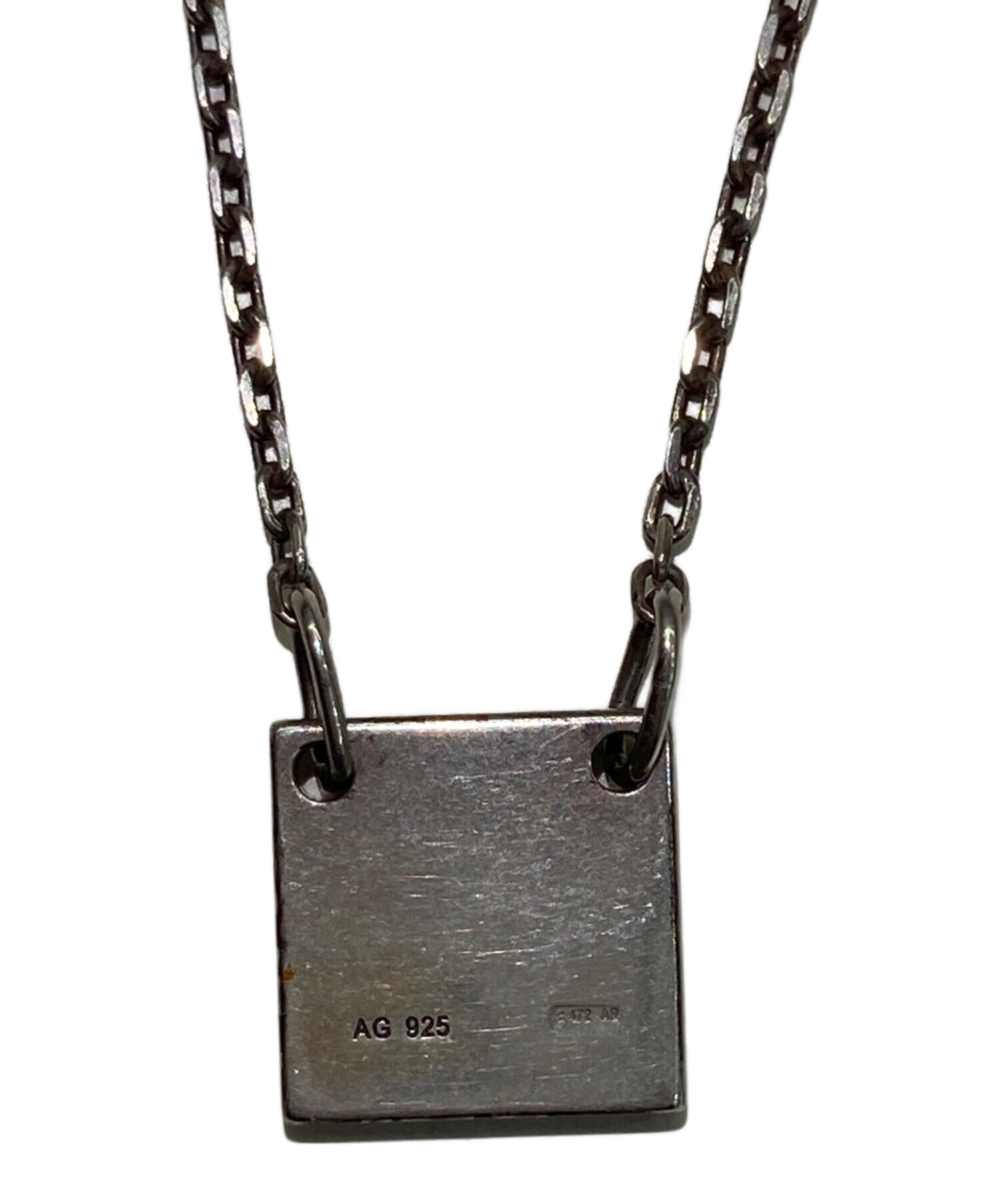 購*送様 【美品】本物 グッチ Gプレート スクエア ネックレス シルバー GUCCI グッチ ネックレス メンズ 父の日 レディース 母の日 シルバー