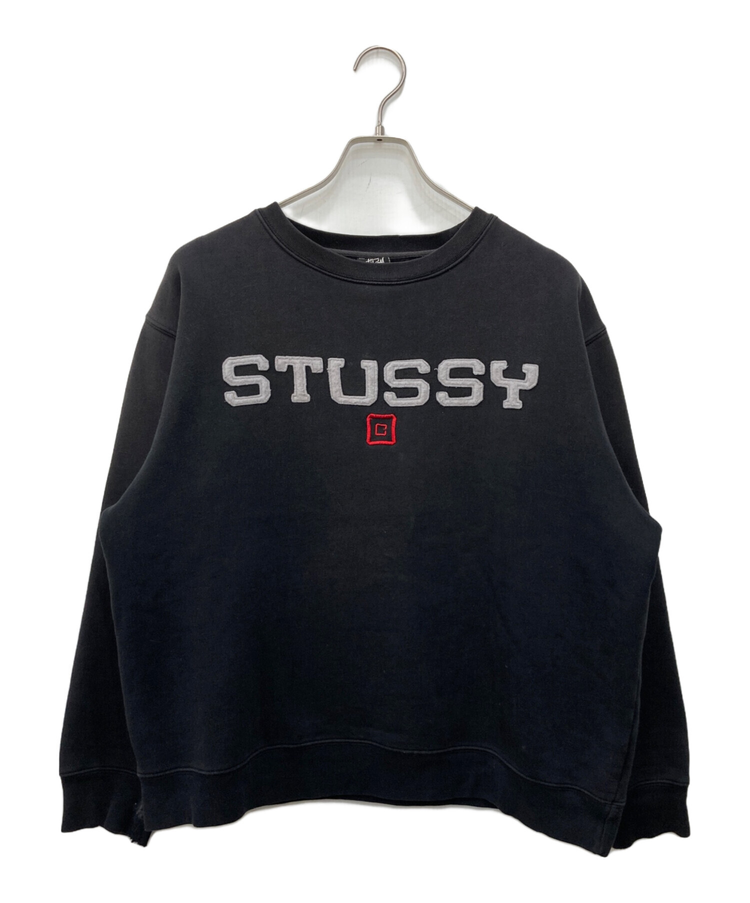 中古・古着通販】stussy (ステューシー) ロゴ刺繍スウェット ブラック 