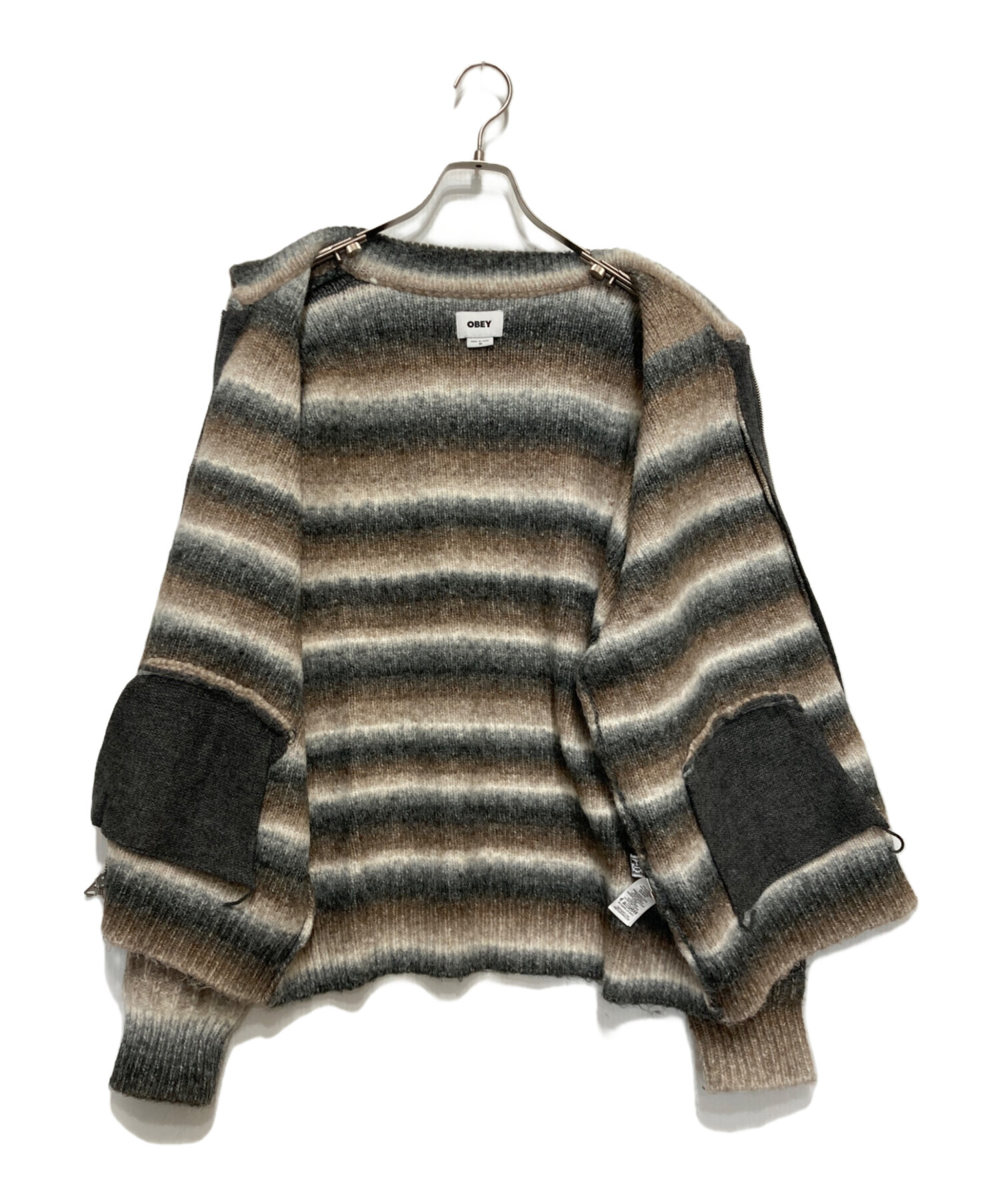 中古・古着通販】OBEY (オベイ) REGGIE ZIP UP CARDIGAN ベージュ 