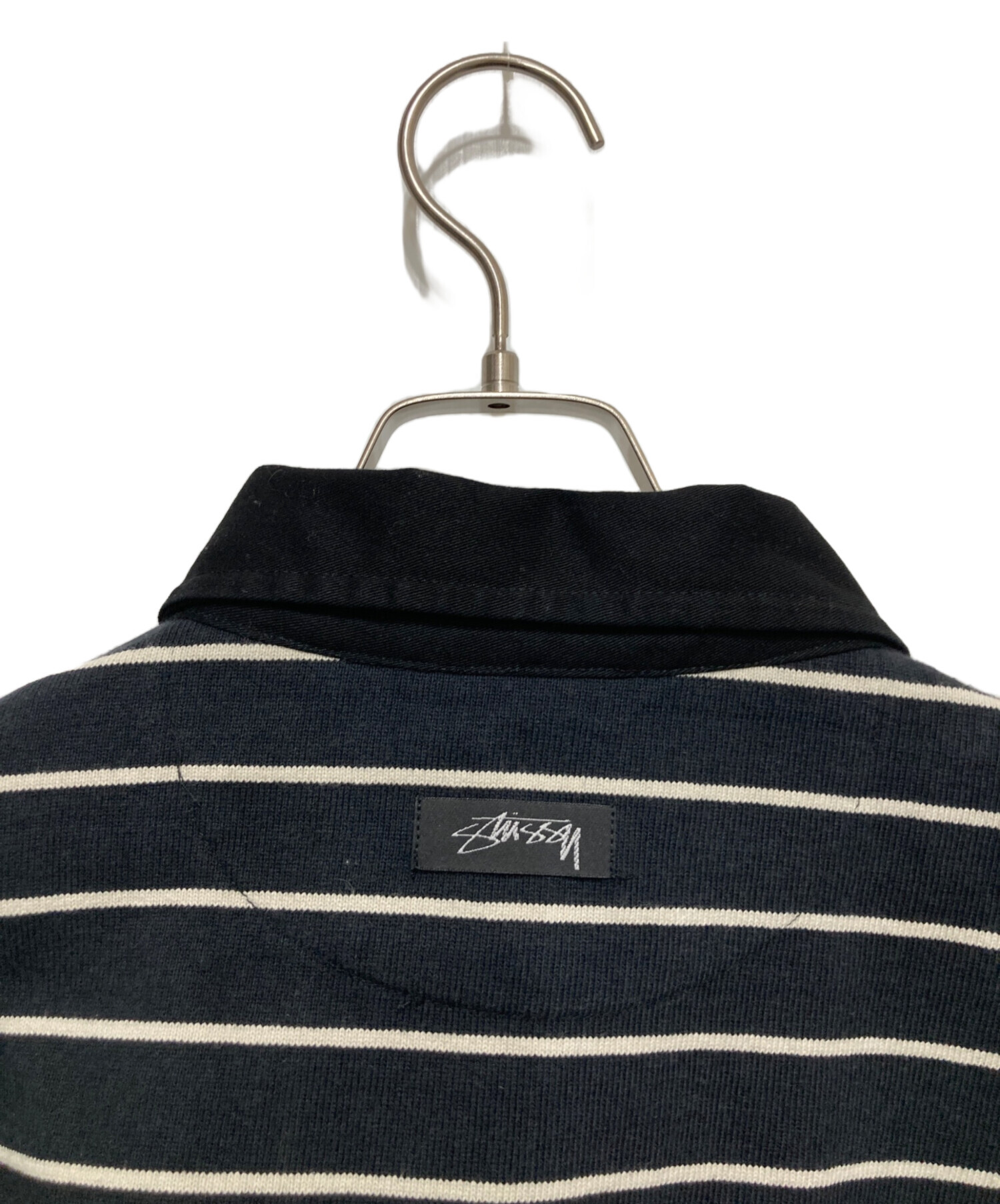 中古・古着通販】stussy (ステューシー) STRIPED RUGBY SHIRT ブラック