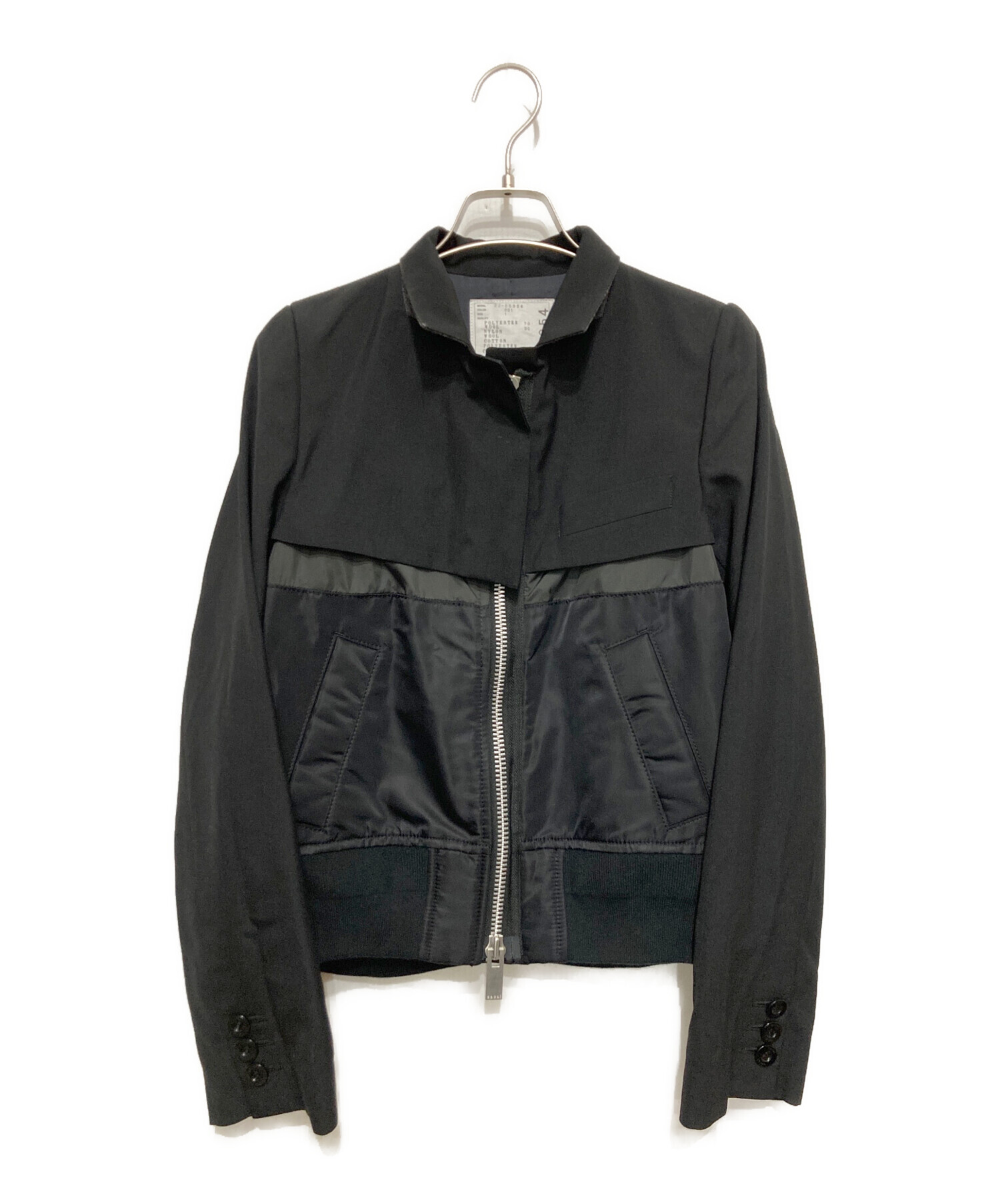 中古・古着通販】sacai (サカイ) Nylon Twill Mix Jacket ブラック 