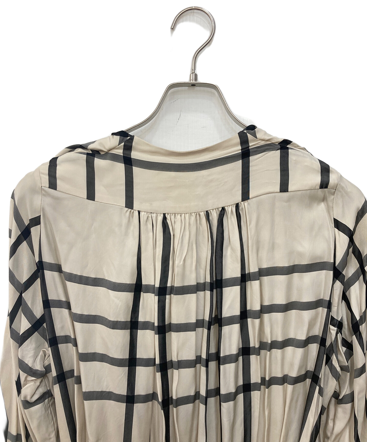 中古・古着通販】HYKE (ハイク) CUPRO CHECK PUSSY BOW DRESS キュプラ