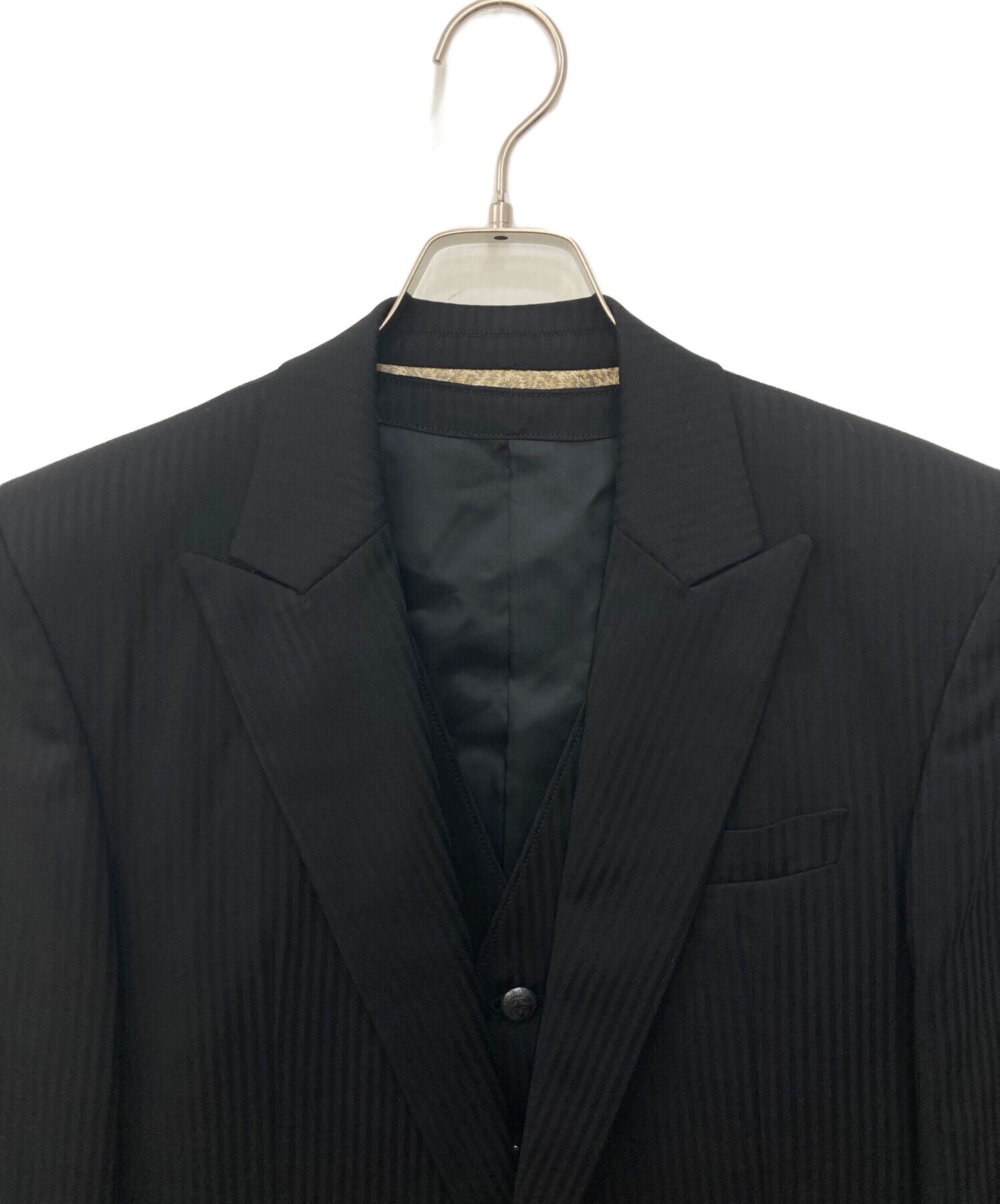 BACK BONE THE BASIS スリーピーススーツ 中古・古着通販】BACK BONE (バックボーン) 3ピーススーツ ブラック