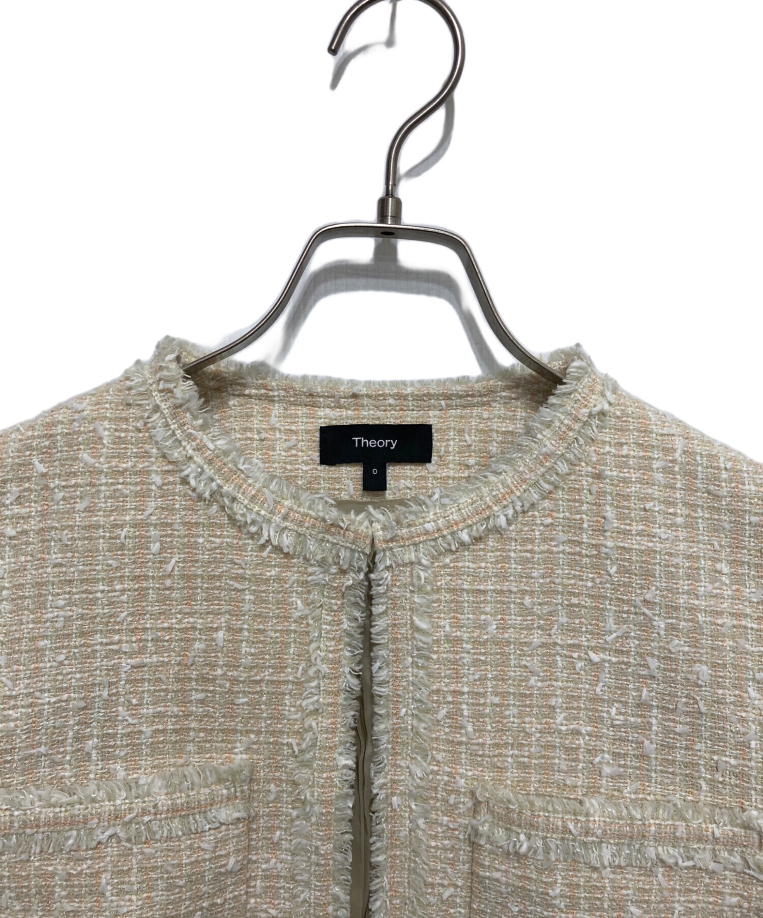 【美品】Theory ツィード ノーカラージャケット / ベージュ系 中古・古着通販】theory (セオリー) CROPPED JKT LIBERTY TWEED ノー