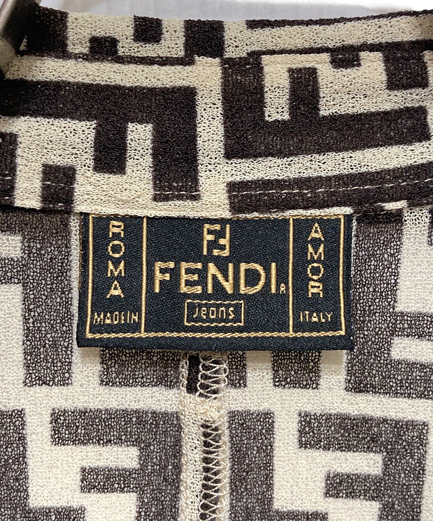 中古・古着通販】FENDI (フェンディ) ズッカ柄総柄シャツ ベージュ