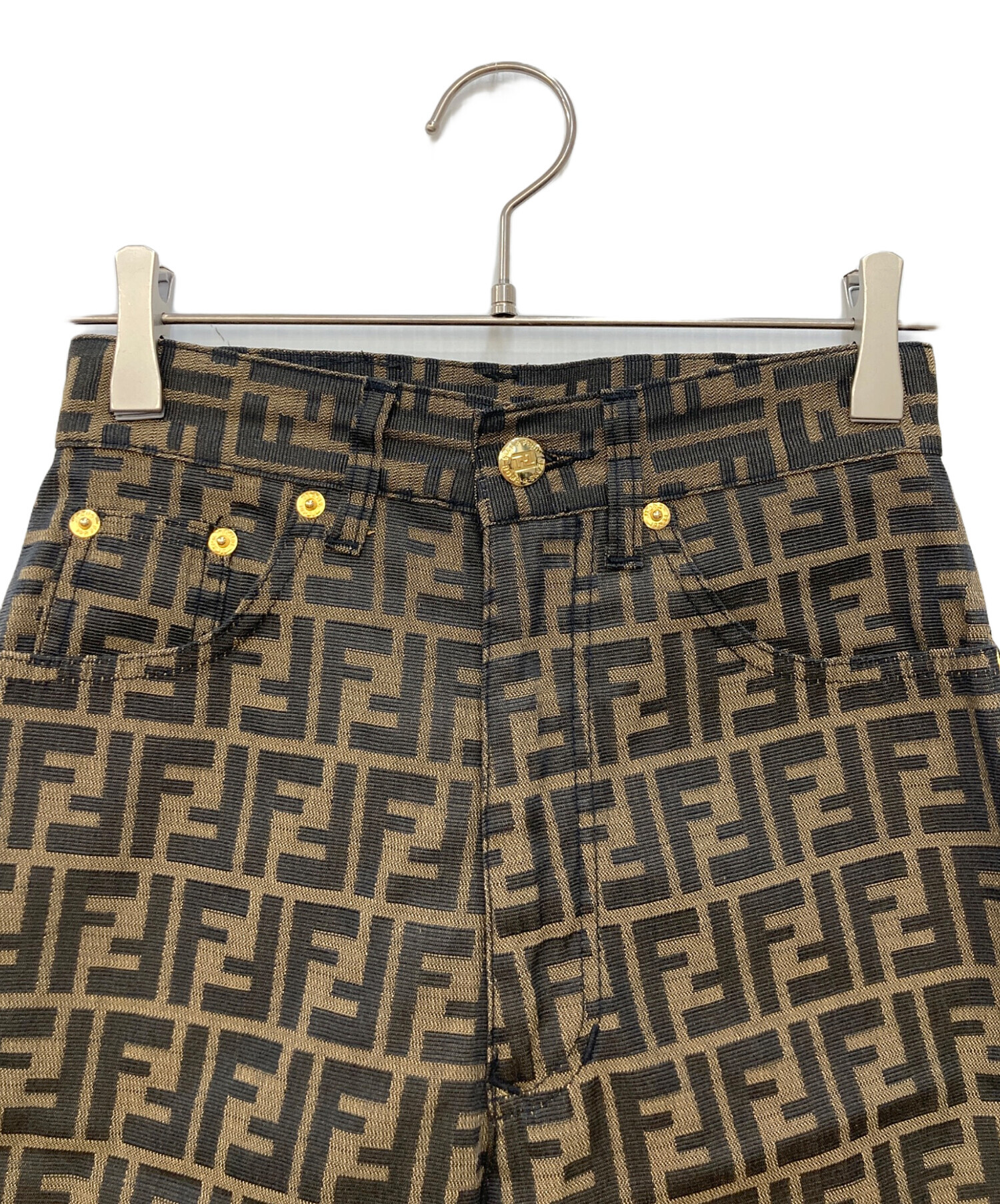 【値下げ中】90s FENDI ズッカ柄 パンツ　26インチ　40サイズ 中古・古着通販】FENDI (フェンディ) ズッカ柄パンツ ブラウン サイズ