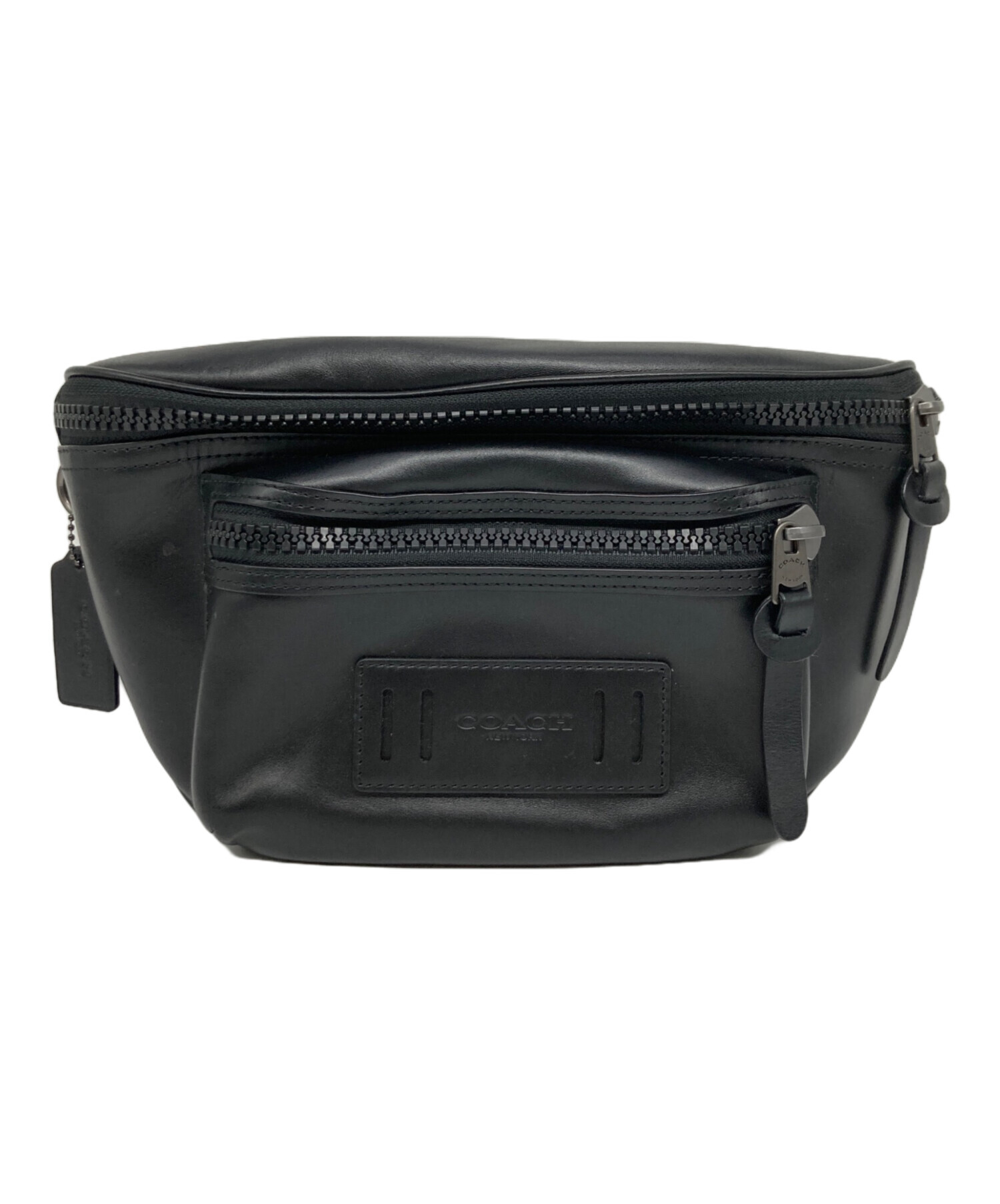 中古・古着通販】COACH (コーチ) レザーウエストバッグ ブラック