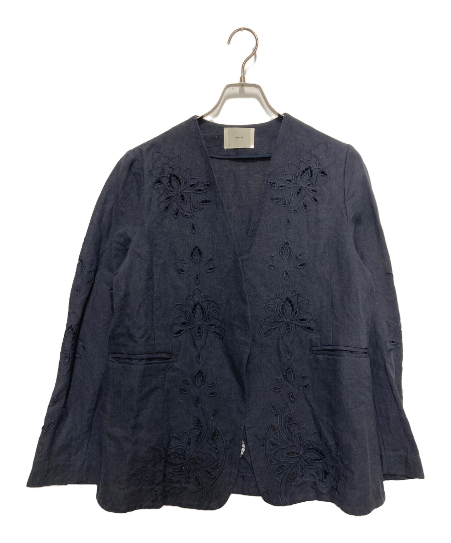 25SS✨ 新品　コットンリネン カットワークレース ジャケット コットンリネン カットワークレース ジャケット（ノーカラージャケット