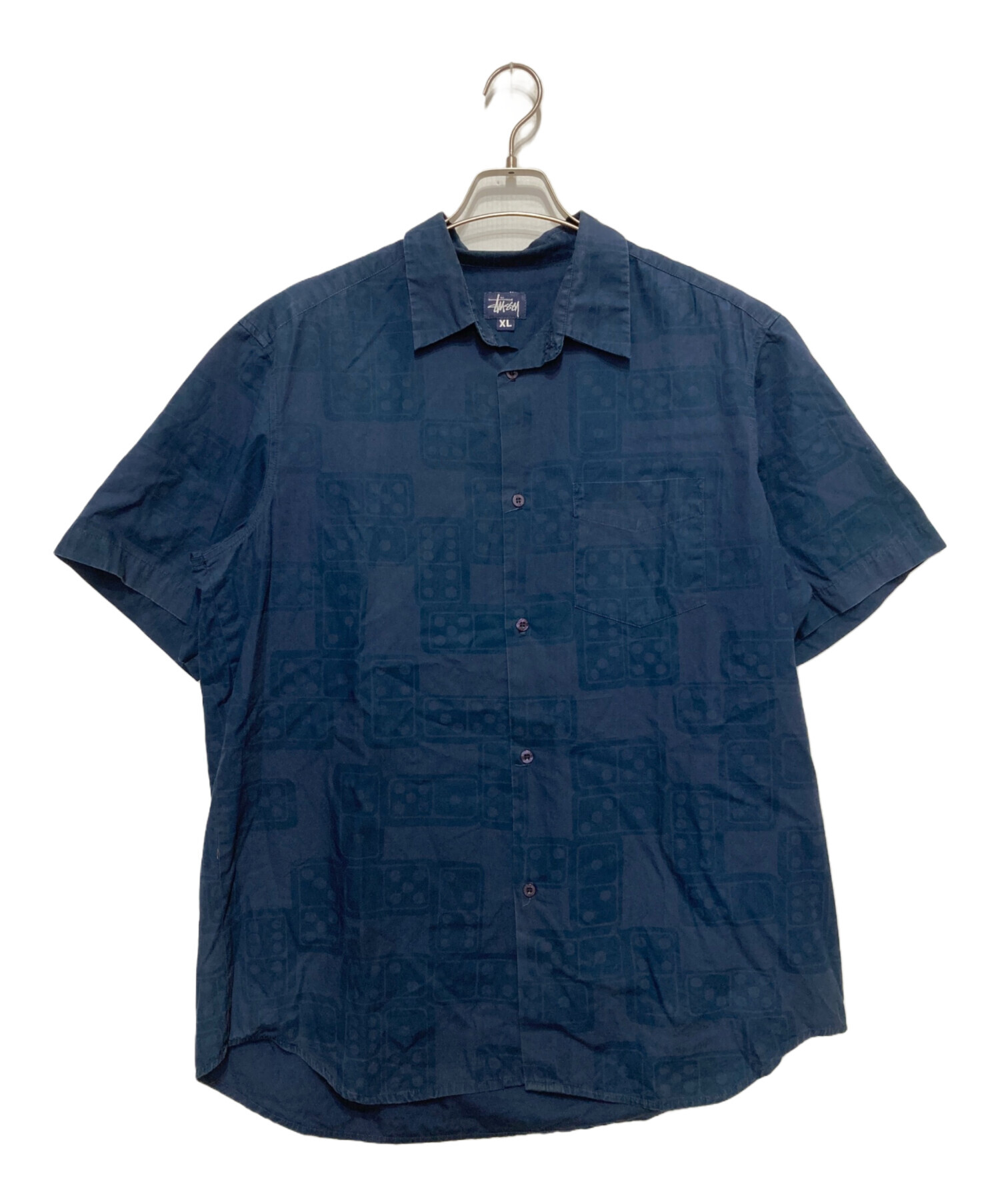 STUSSY ワークシャツ　XLサイズ　半袖シャツ　ネイビー 中古・古着通販】stussy (ステューシー) ダイス 半袖シャツ ネイビー