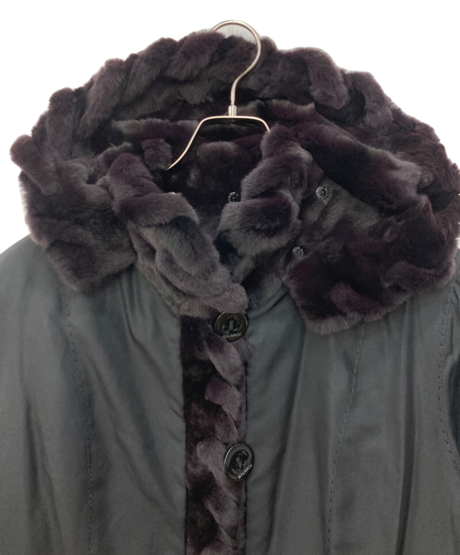 中古・古着通販】BALMAIN (バルマン) ミンクコート ブラック サイズ:L