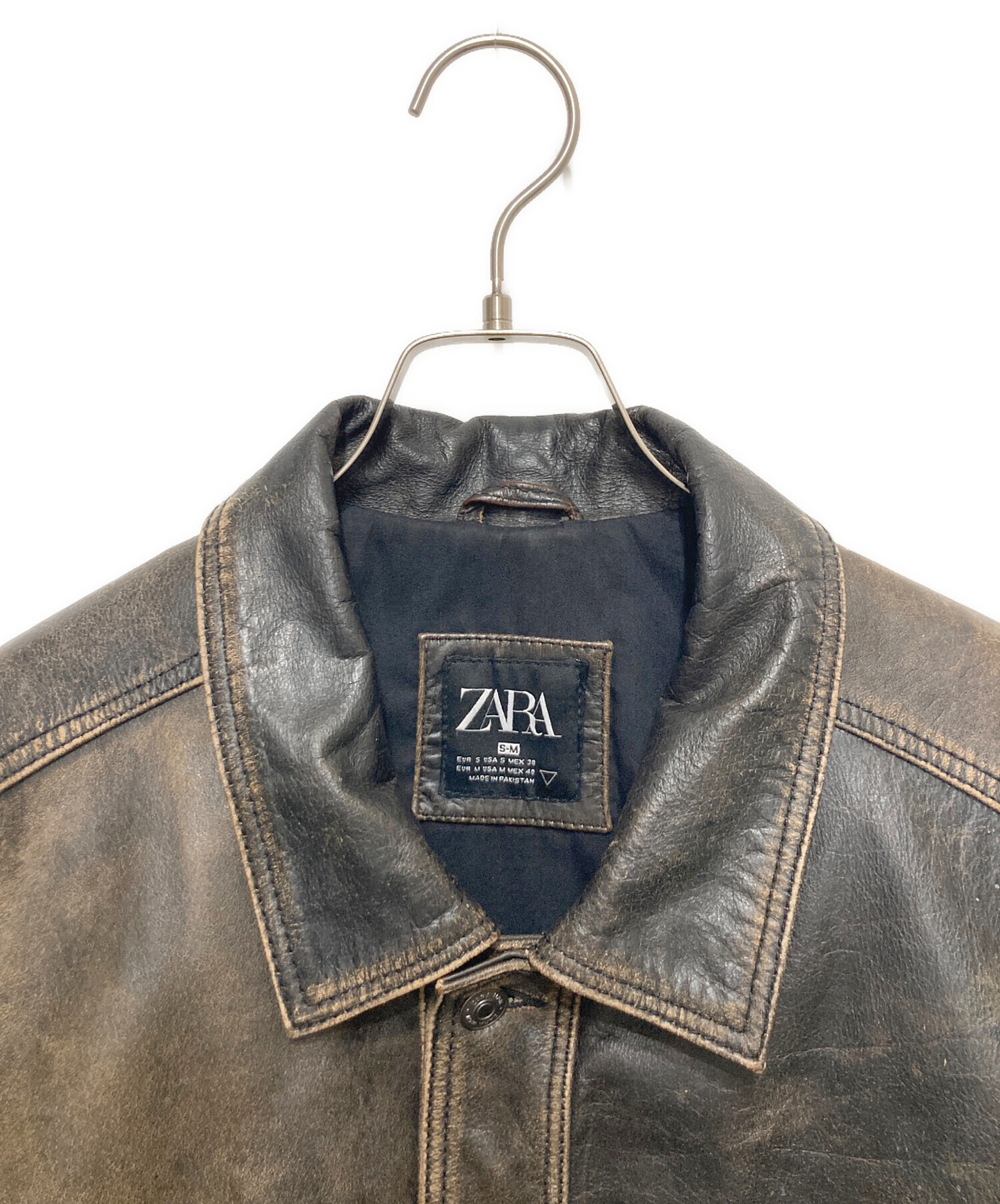 中古・古着通販】ZARA (ザラ) ヴィンテージ加工レザージャケット