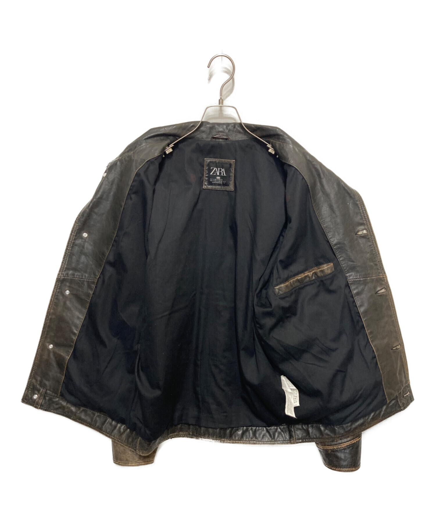 中古・古着通販】ZARA (ザラ) ヴィンテージ加工レザージャケット