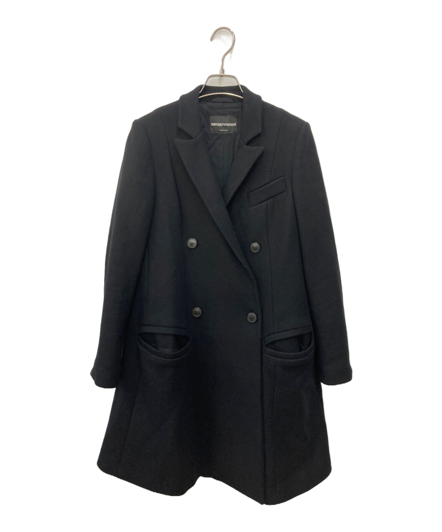 エンポリオ アルマーニ トレンチ ステンカラー ダブル コート 黒 48 XL 中古・古着通販】EMPORIO ARMANI (エンポリオ アルマーニ) ダブル