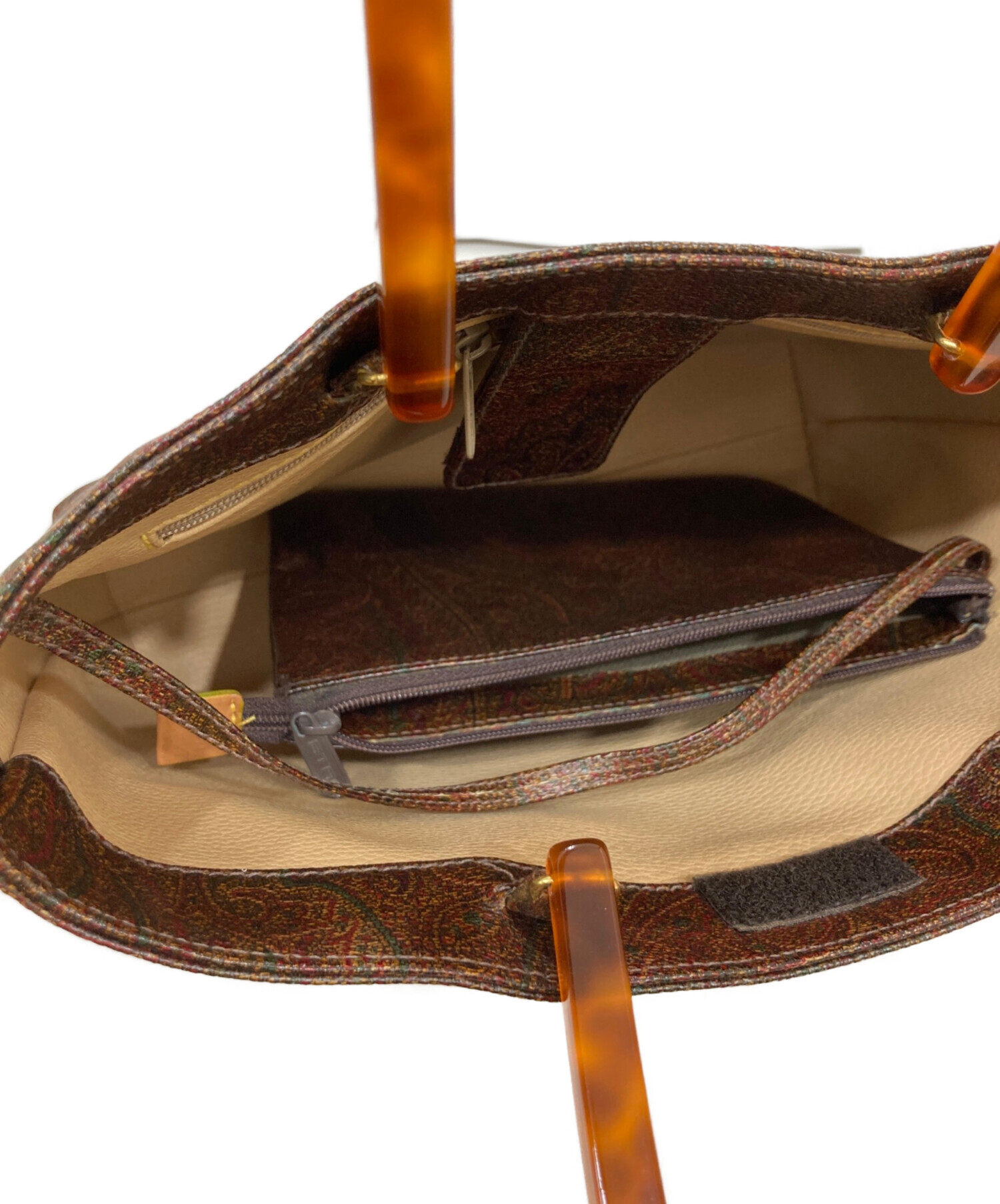 中古・古着通販】ETRO (エトロ) ペイズリー柄ハンドバッグ ブラウン