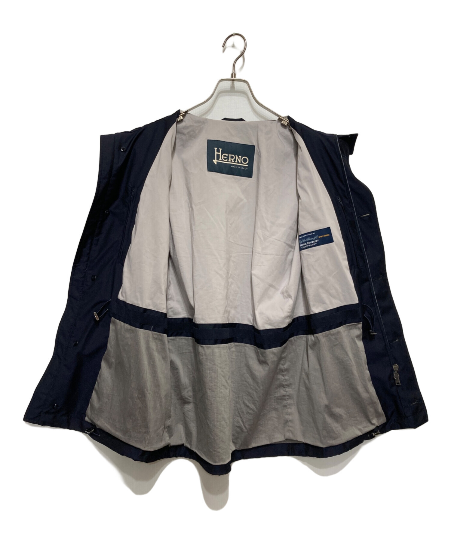 HERNO ヘルノ 春夏向け　リネン スタンドカラー ブルゾン 50濃紺 中古・古着通販】HERNO (ヘルノ) 撥水 ライトフレイム スタンドカラー