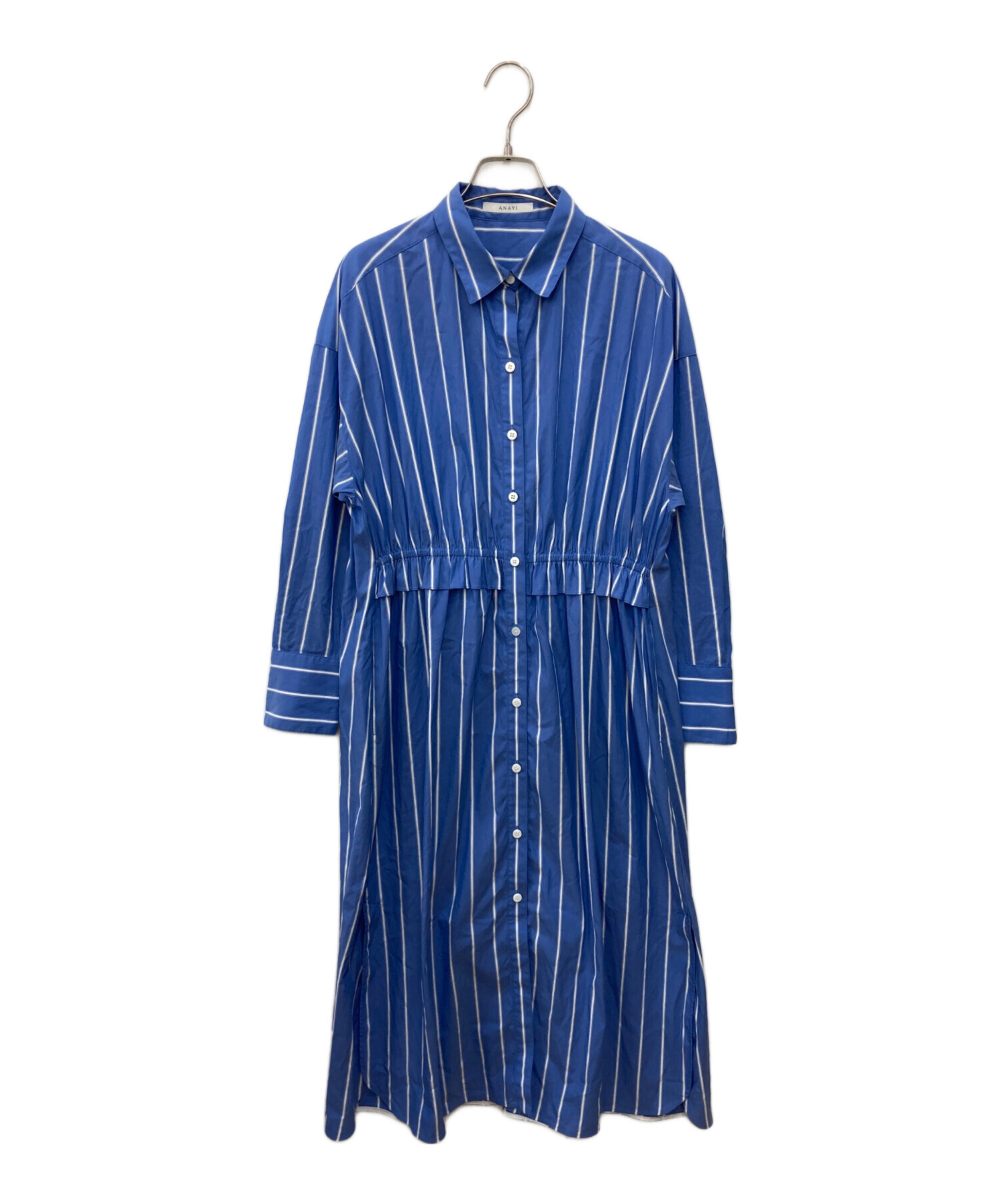 アナイ　ストライプ柄 半袖シャツワンピース 36 中古・古着通販】ANAYI (アナイ) SOMELOS ストライプシャツワンピース
