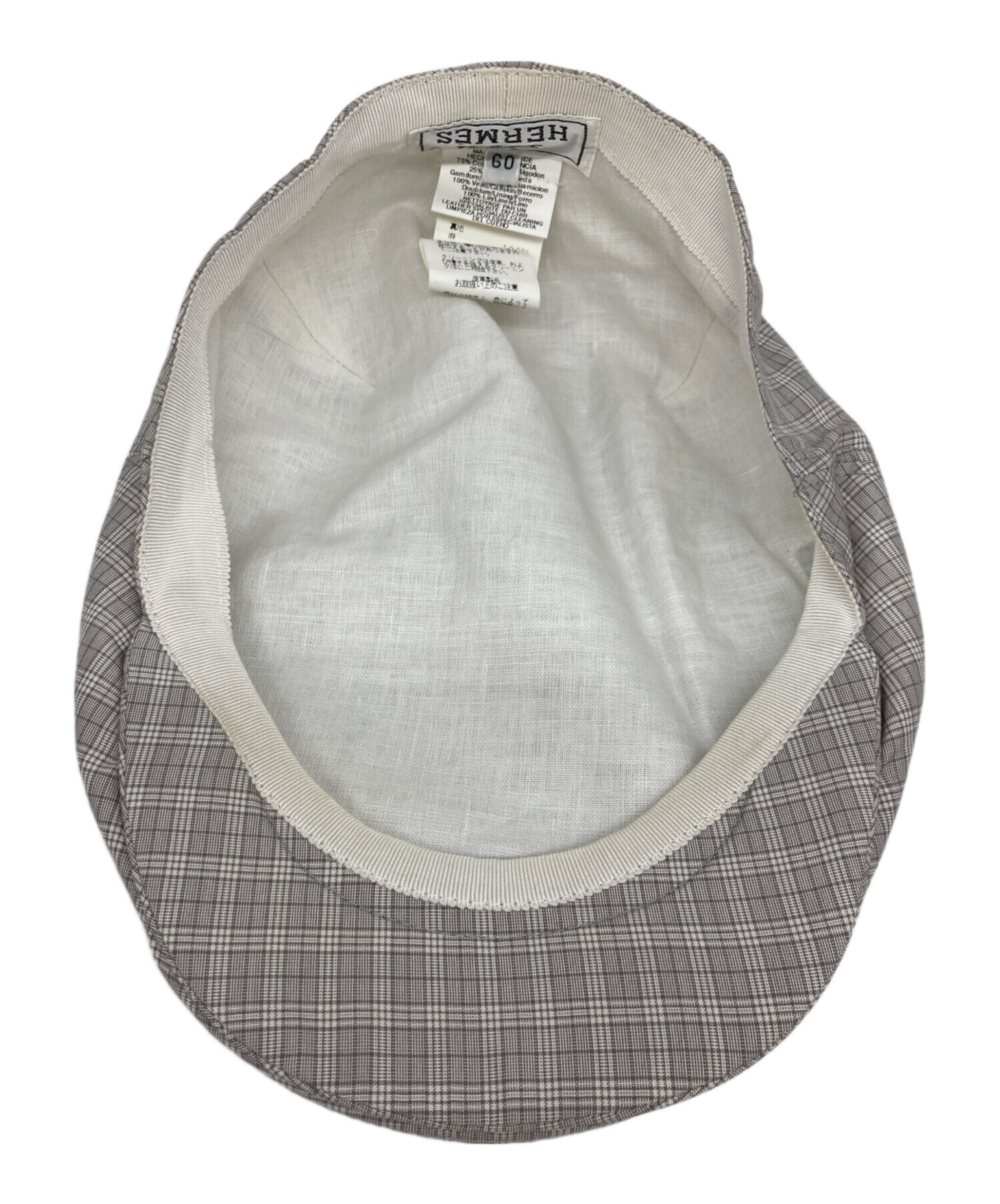 HERMES へリーンボーン グレー ハンチング 中古・古着通販】HERMES (エルメス) リネンハンチング グレー サイズ
