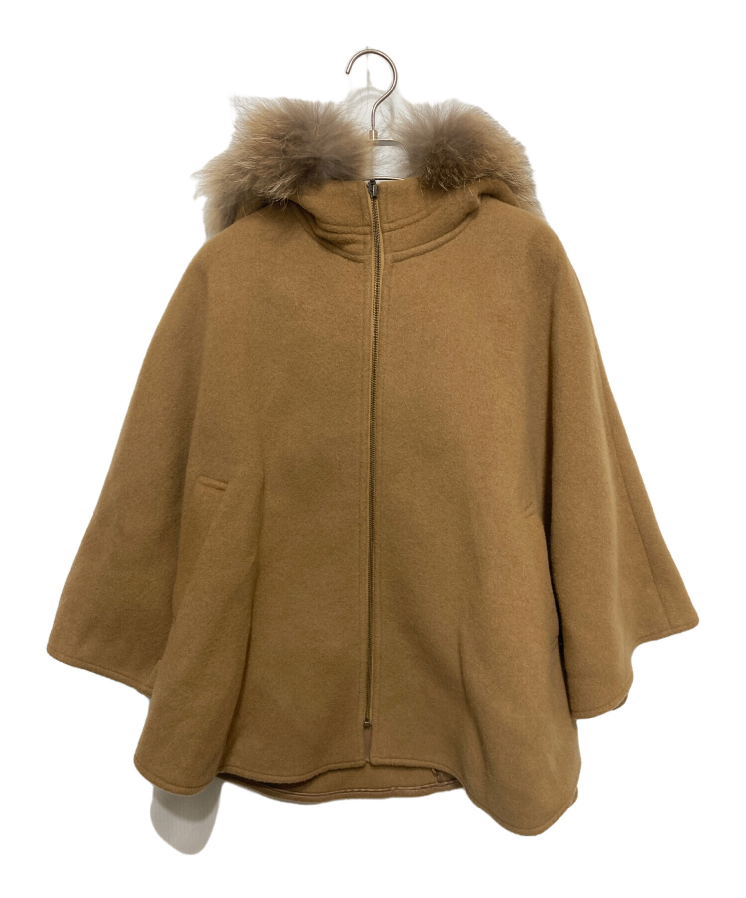 中古・古着通販】sheller (シェリエ) FOX fur cape coat ブラウン
