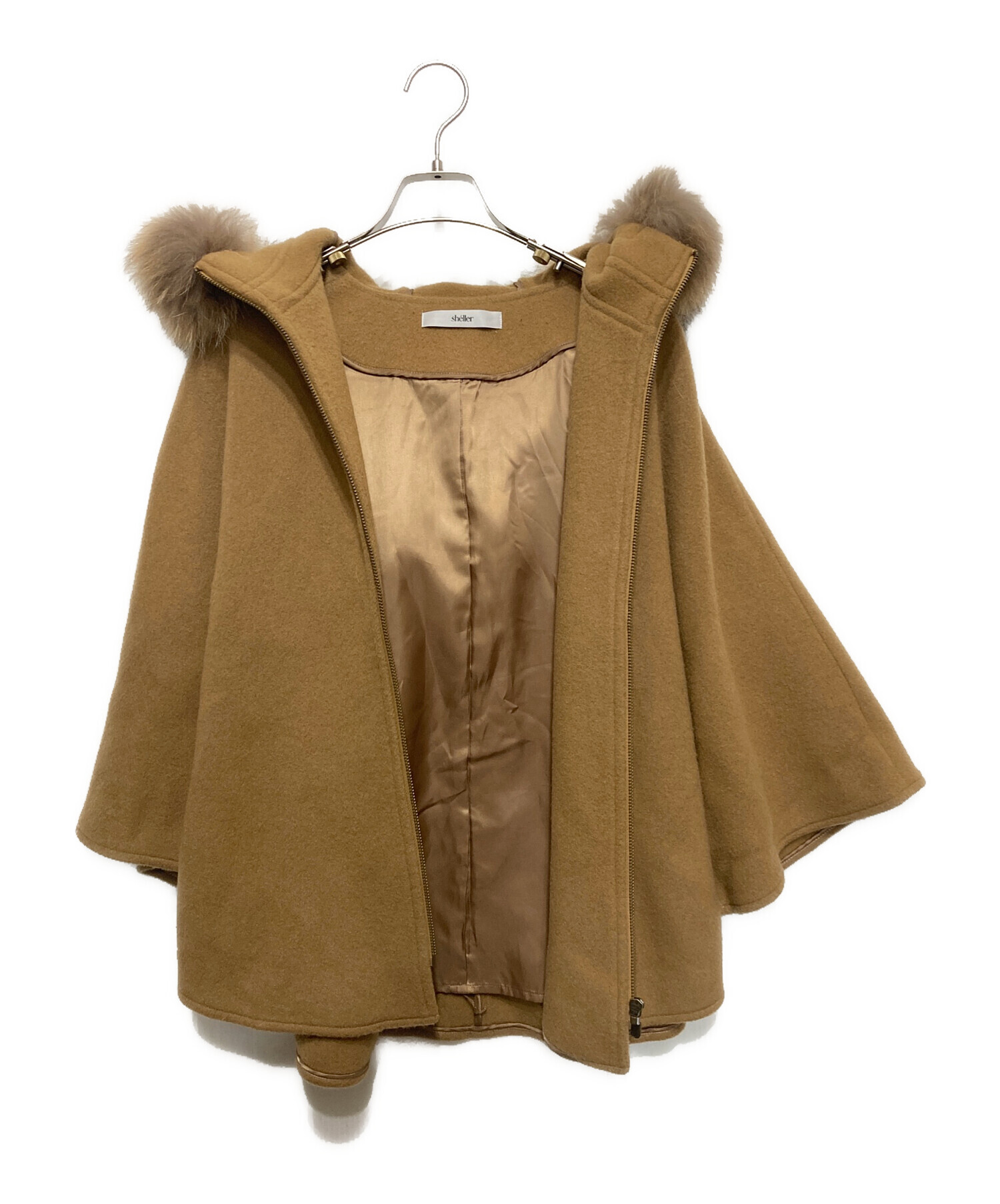 中古・古着通販】sheller (シェリエ) FOX fur cape coat ブラウン