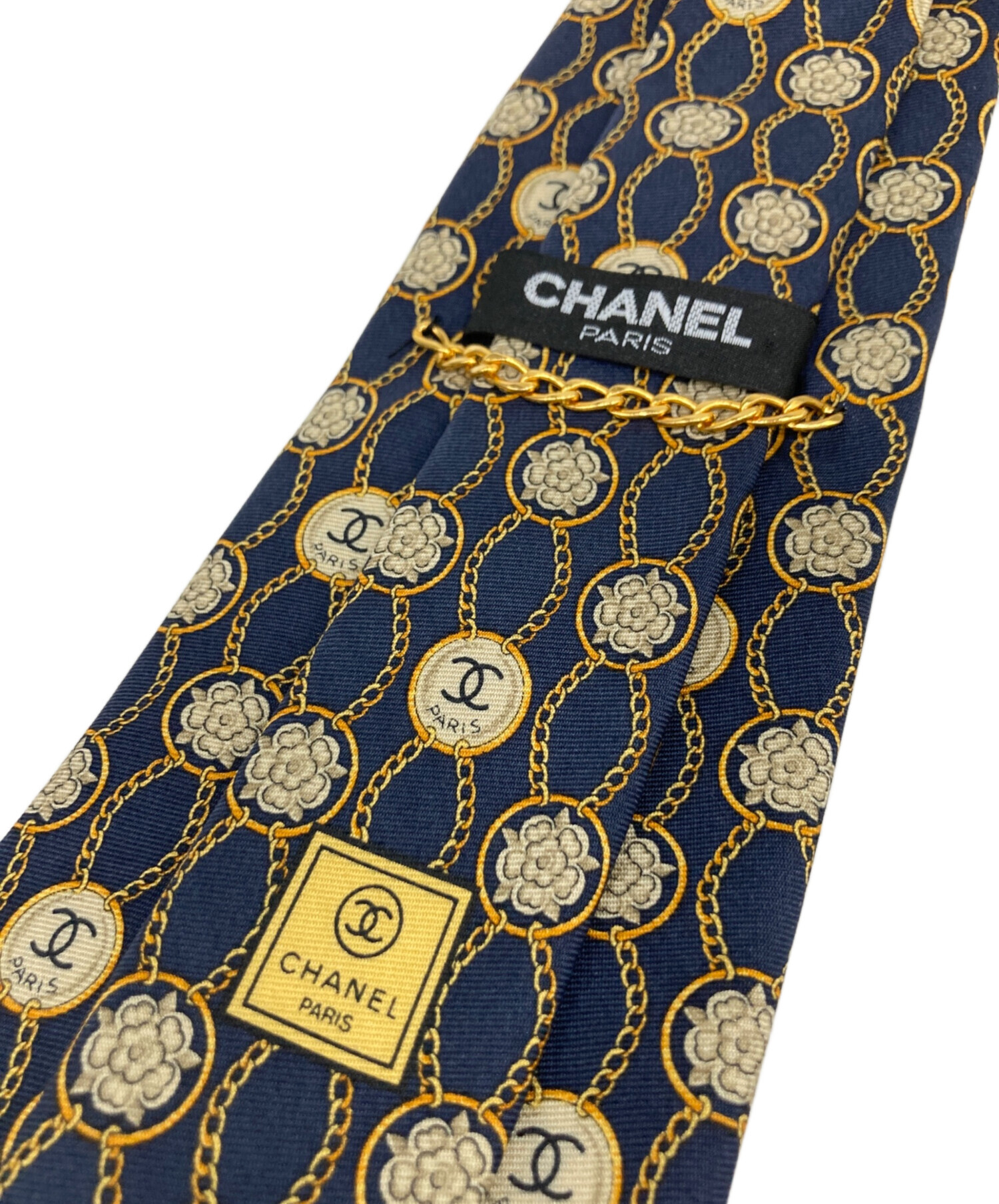 CHANEL シャネル ネクタイ ココマーク カメリア チェーン柄 イタリア製 中古・古着通販】CHANEL (シャネル) ココマークチェーンカメリア