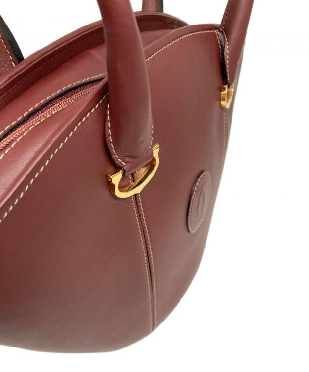 中古・古着通販】Cartier (カルティエ) レザーハンドバッグ ボルドー