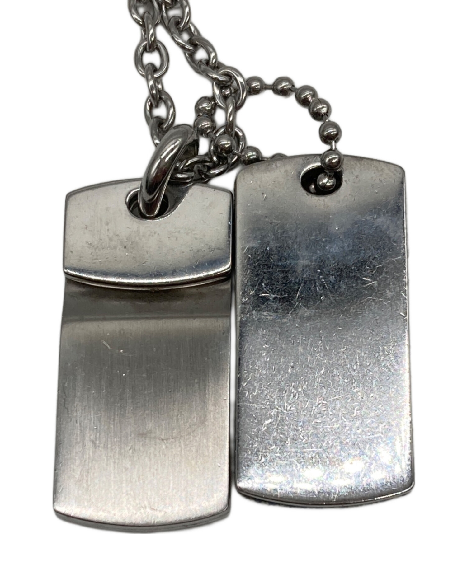 DIESEL ネックレス ドッグタグ デニム シルバーカラー 中古・古着通販】DIESEL (ディーゼル) デニムドックタグネックレス