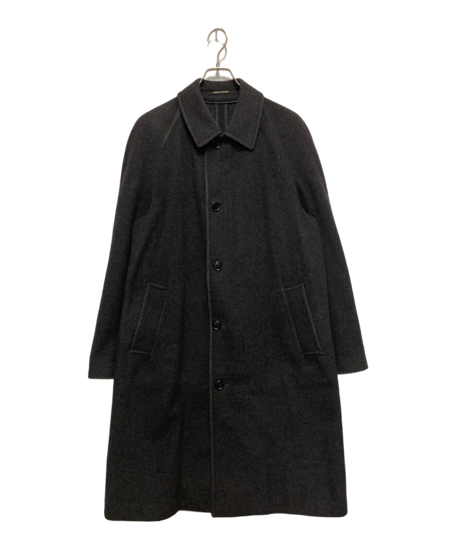 英国製　ビームスエフ BEAMS F ステンカラーコート カシミヤ　チャコール 中古・古着通販】BEAMS F (ビームスエフ) カシミヤ混ステンカラー