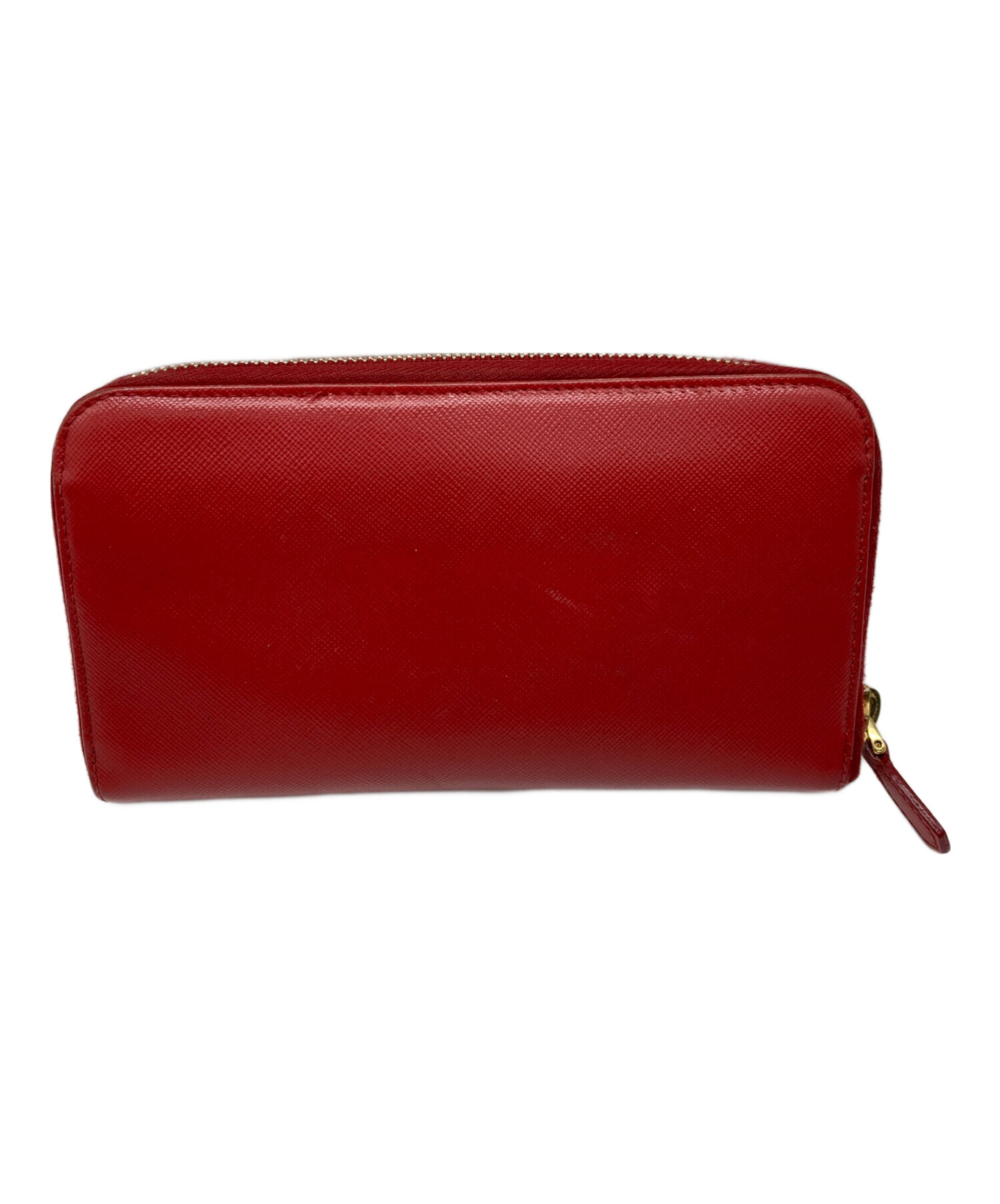 PRADA プラダ コンパクトウォレット 赤 中古・古着通販】PRADA (プラダ) サフィアーノラウンドファスナー