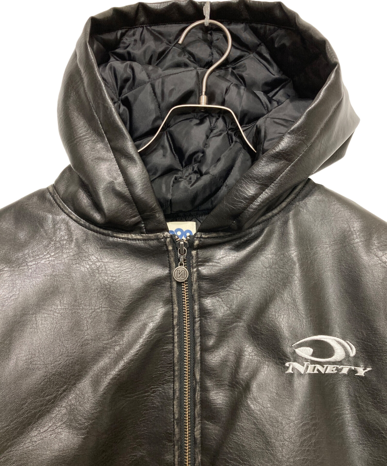 中古・古着通販】9090 (9090) Numbering Synthetic Leather Zip Hoodie
