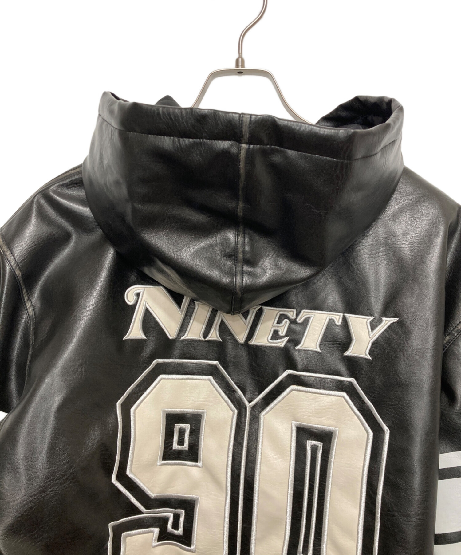 中古・古着通販】9090 (9090) Numbering Synthetic Leather Zip Hoodie
