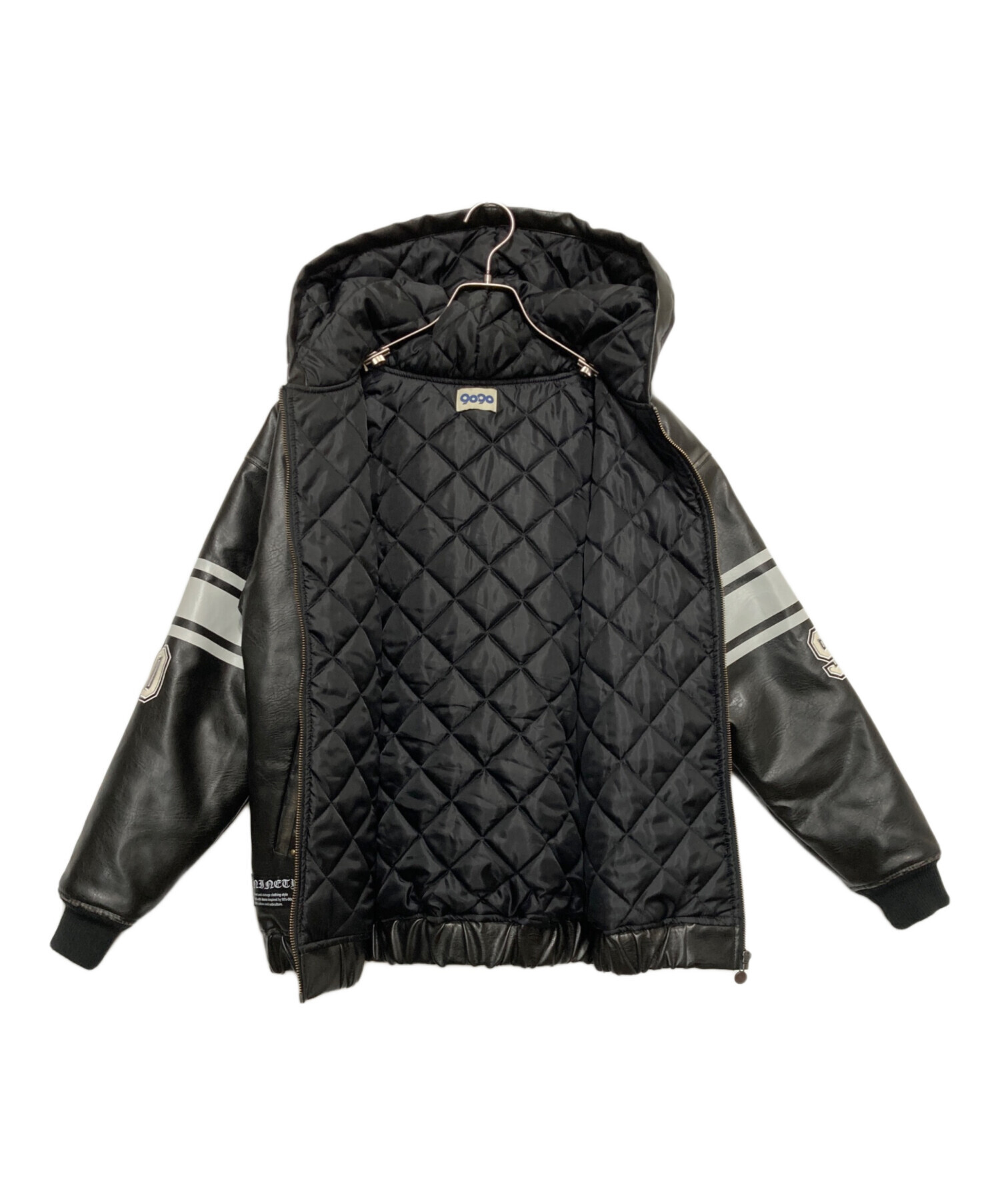 ジャケット・アウター 9090 zip jacket 中古・古着通販】9090 (9090) Numbering Synthetic Leather Zip Hoodie