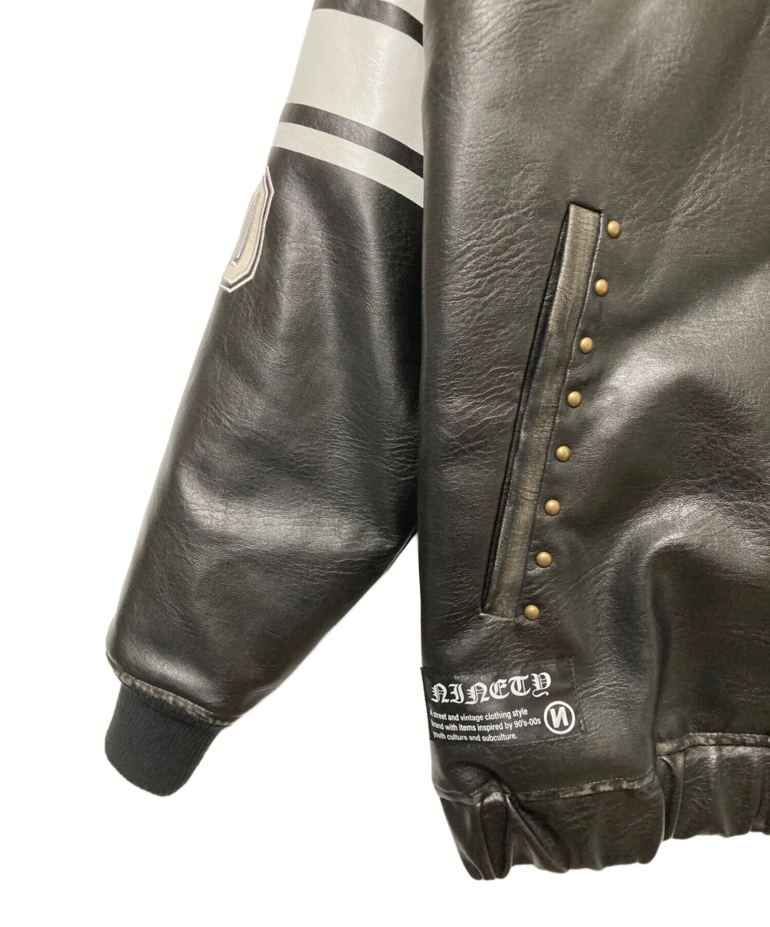 中古・古着通販】9090 (9090) Numbering Synthetic Leather Zip Hoodie