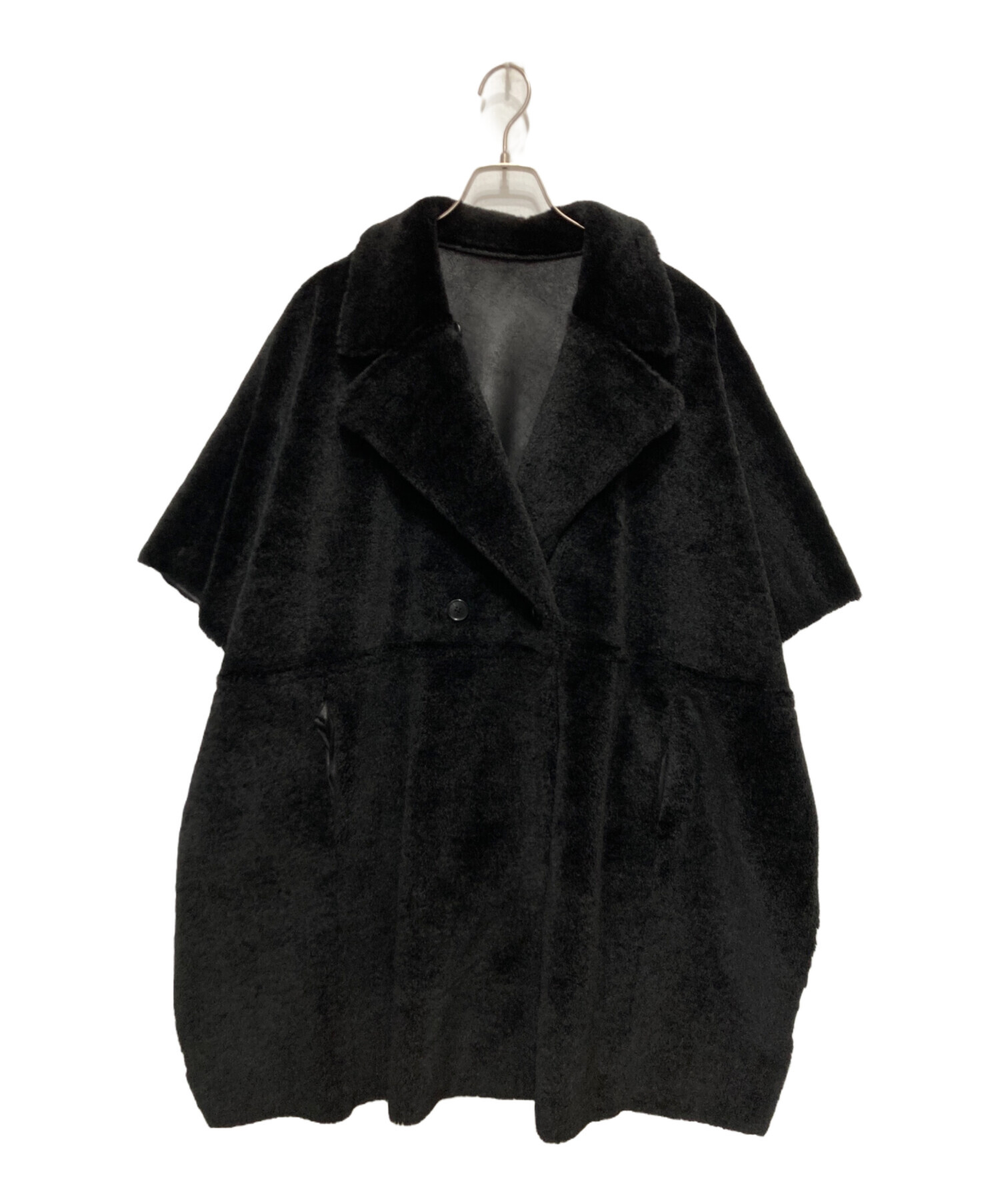 AMERI VINTAGE　ポンチョコート　ブラック 中古・古着通販】AMERI (アメリ) REVERSIBLE BOA PONCHO COAT