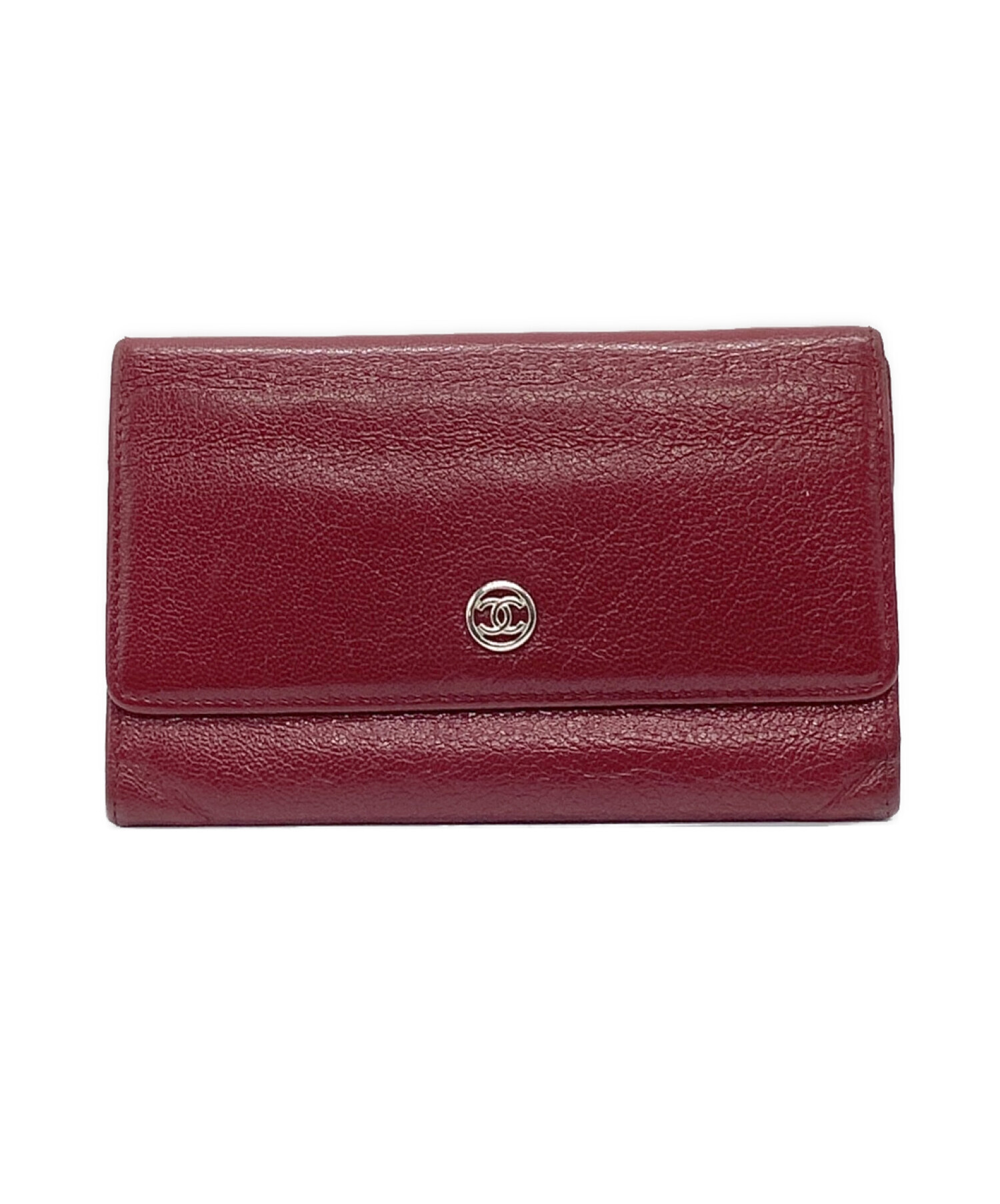 中古・古着通販】CHANEL (シャネル) ココボタン2つ折り財布 ボルドー 