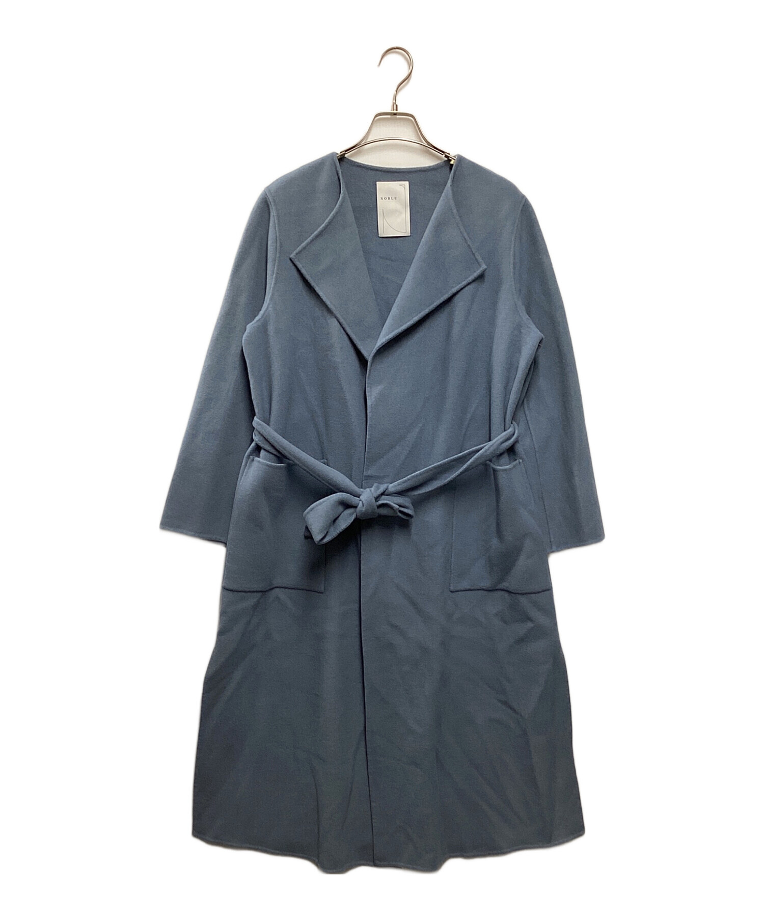 NOBLE】ロングリバーコート グレー 38 ノーブル W/NYショールカラー
