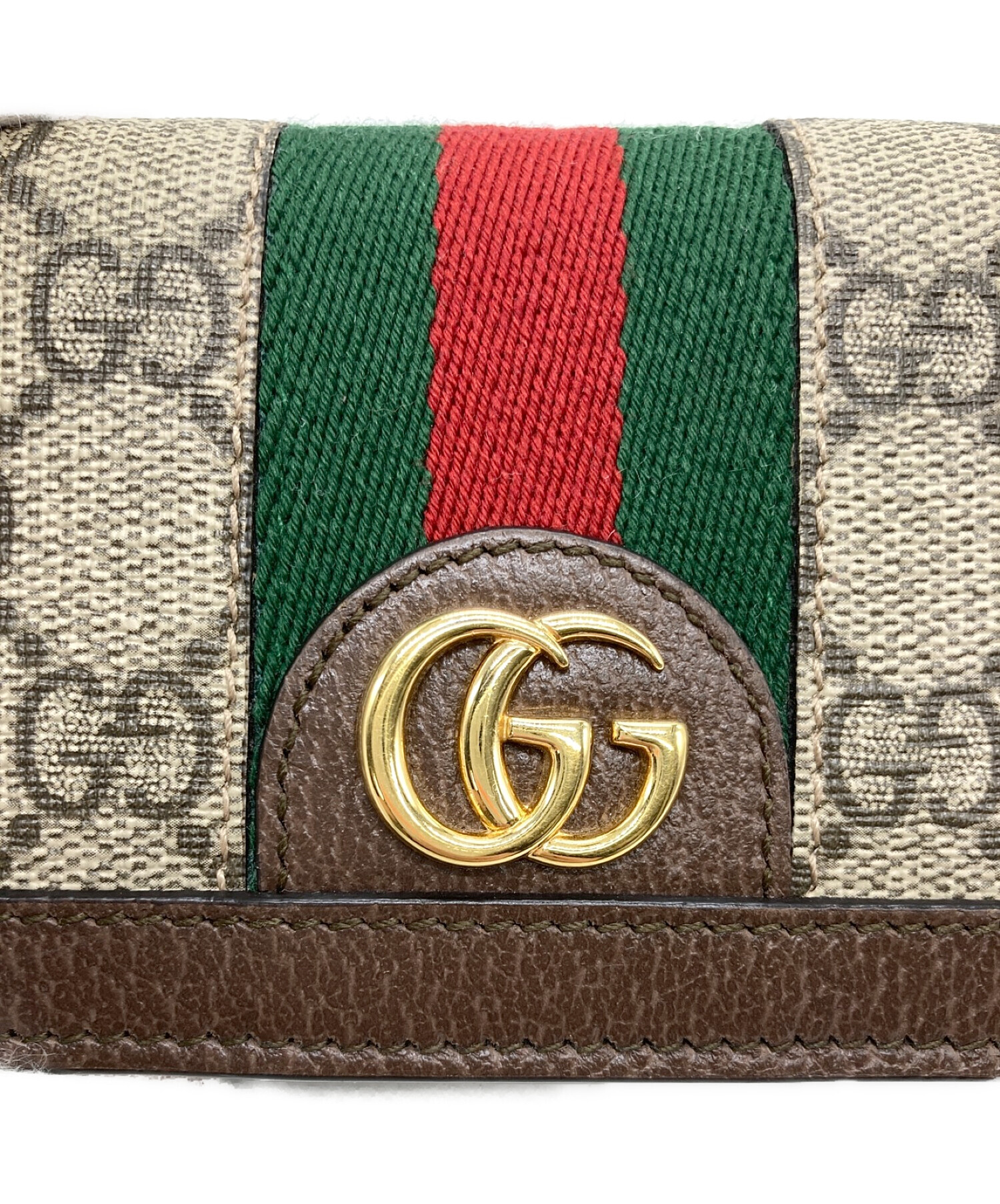GUCCI グッチオフィディアカードケースウォレットベージュ＆ホワイトほぼ未使用 GUCCI グッチ オフィディア GG カードケース ウォレット 二