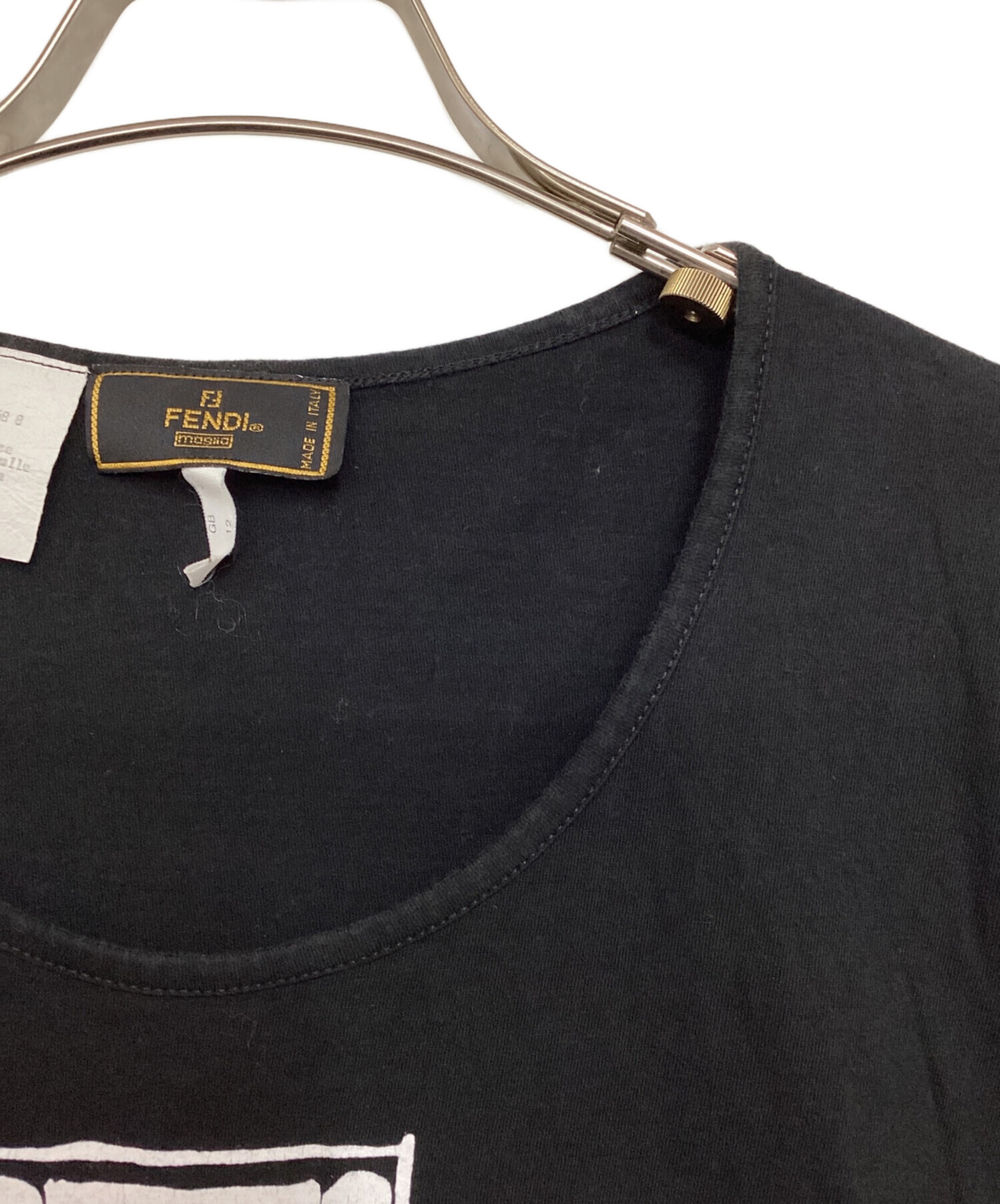 中古・古着通販】FENDI (フェンディ) ロゴ刺繍Tシャツ ブラック サイズ