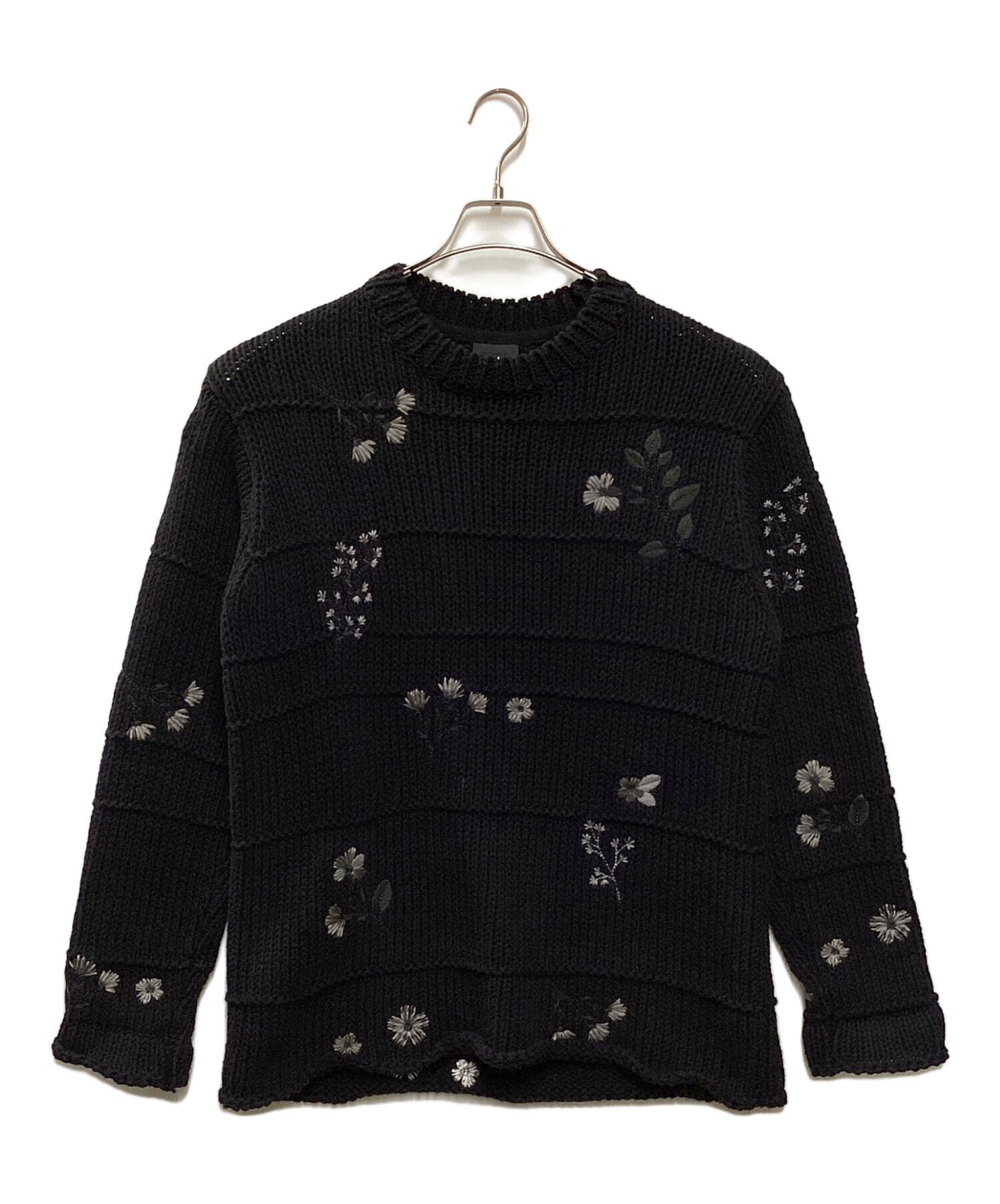 中古・古着通販】KITH (キス) フラワーコットンニット ブラック サイズ