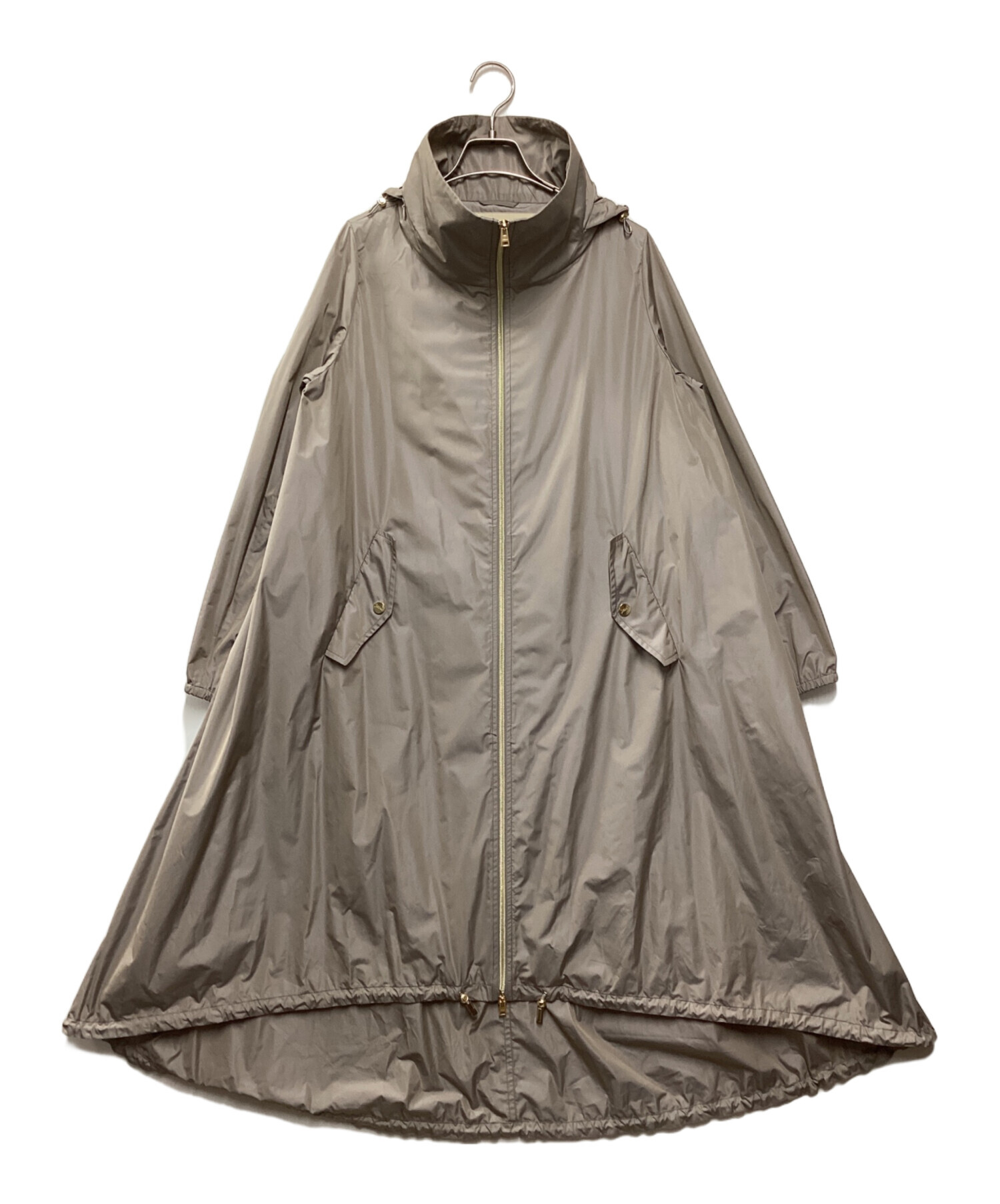 HERNO ヘルノ ノーカラーコート 40 スプリングコート グレージュ 中古・古着通販】HERNO (ヘルノ) スプリングスタンドカラーコート