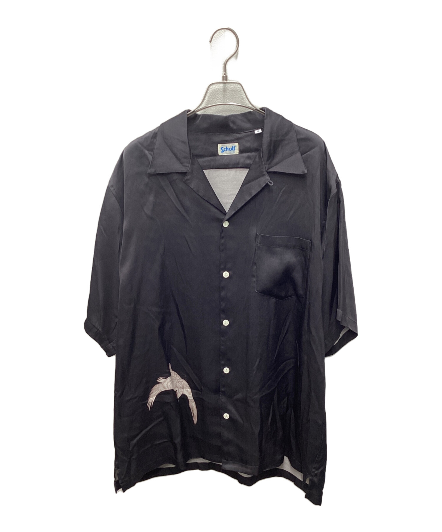 Schott オープンカラーシャツブラック