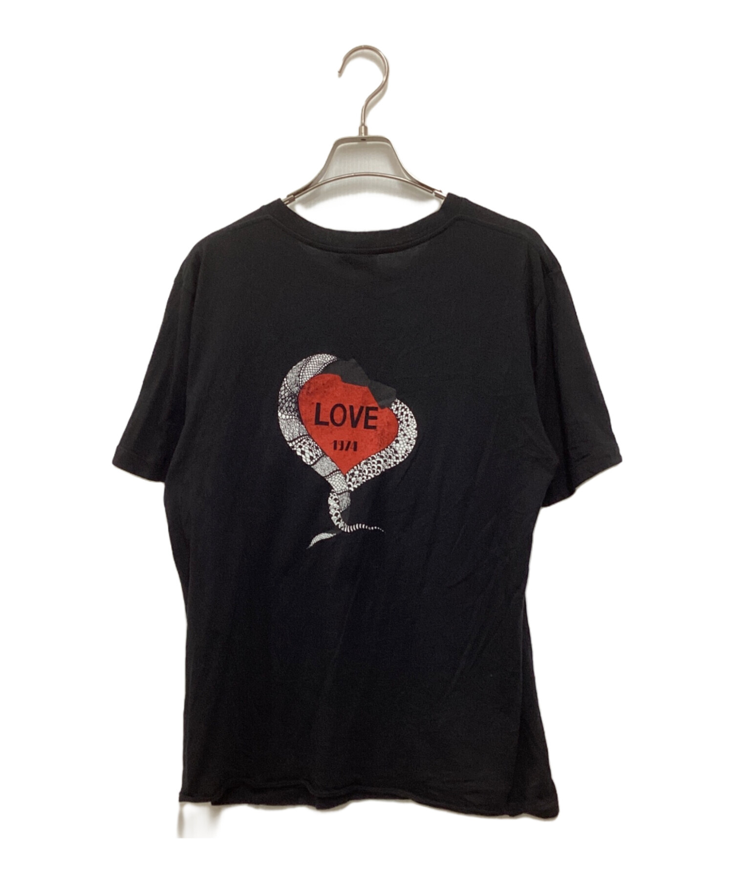 サンローラン バックプリント LOVE 1974 Tシャツ 半袖 ブラック 中古・古着通販】Saint Laurent Paris (サンローランパリ) LOVEバック