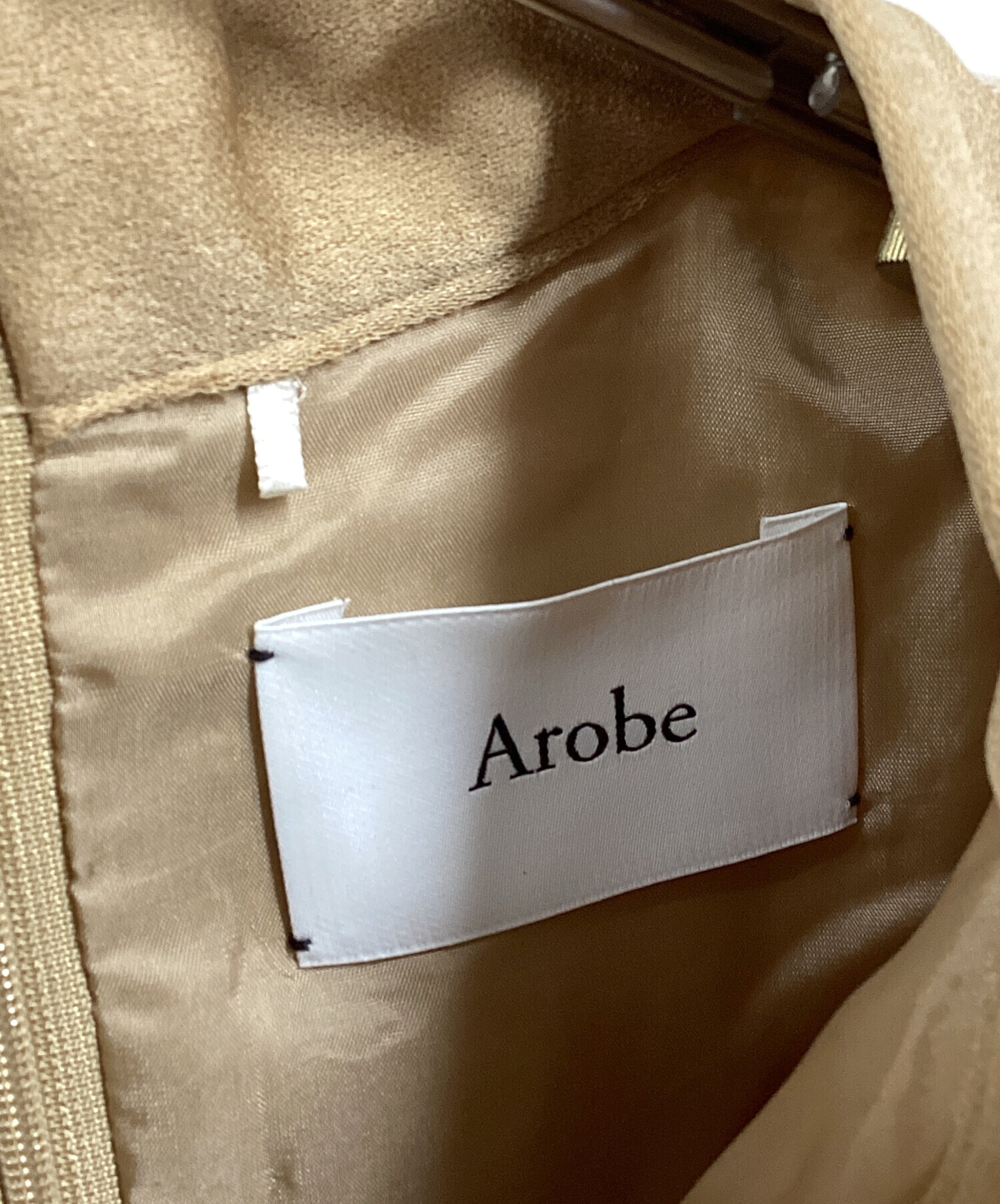 中古・古着通販】Arobe (アローブ) 総柄ワンピース ベージュ サイズ:2